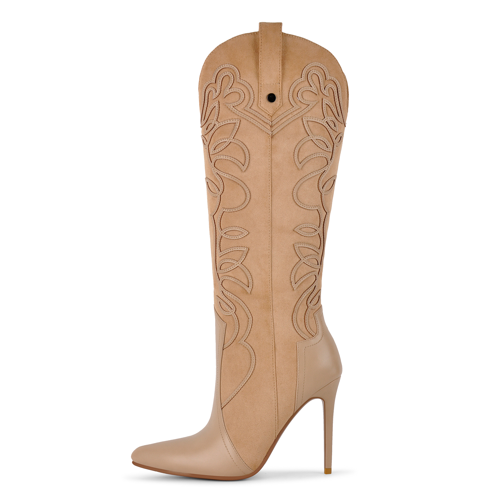 Embroidery Patchwork Western Stiletto Knee High Boots