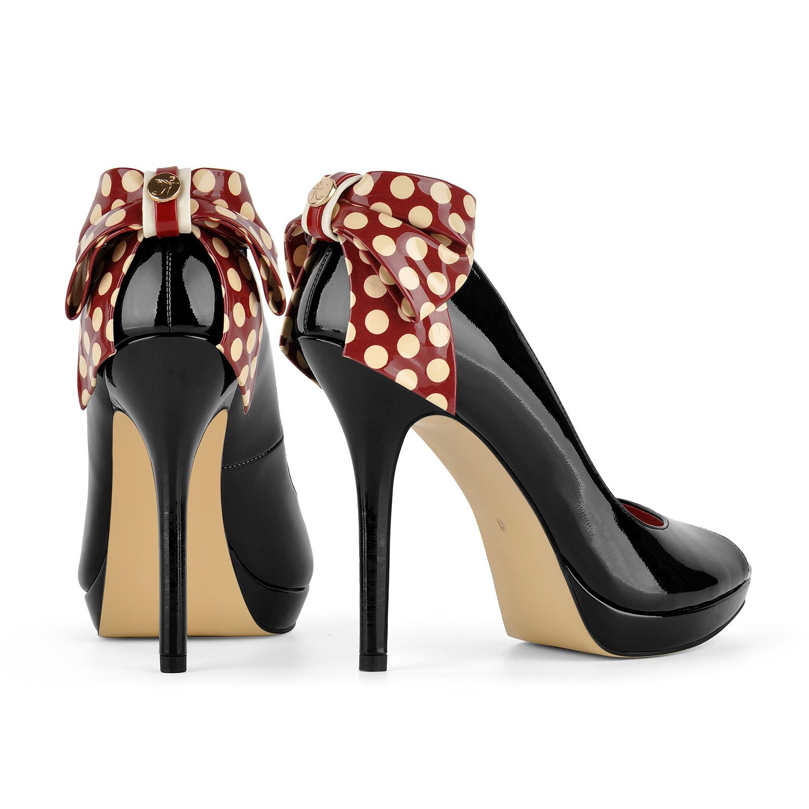 Peep Toe Bow Polka Dot Platform Pumps