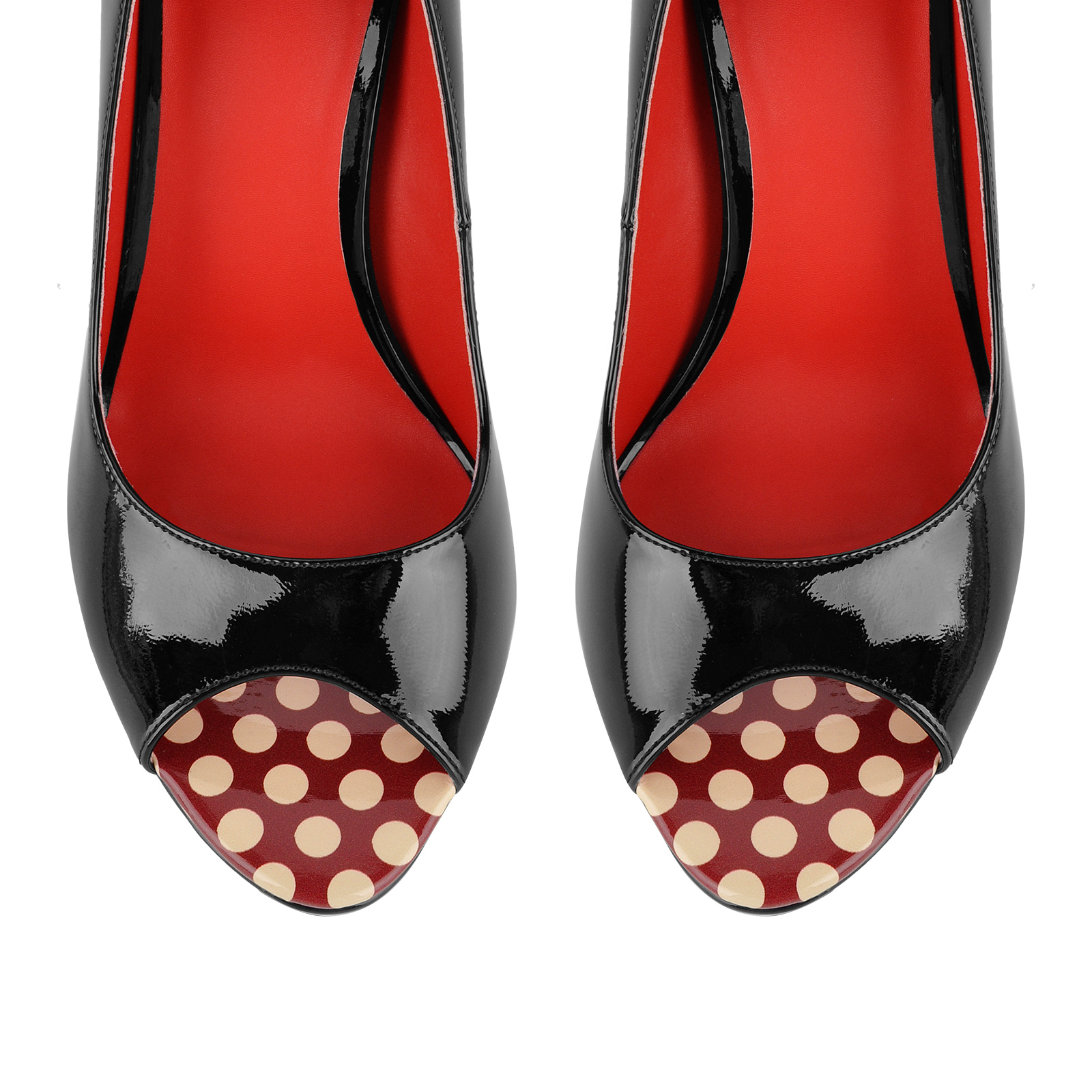 Peep Toe Bow Polka Dot Platform Pumps