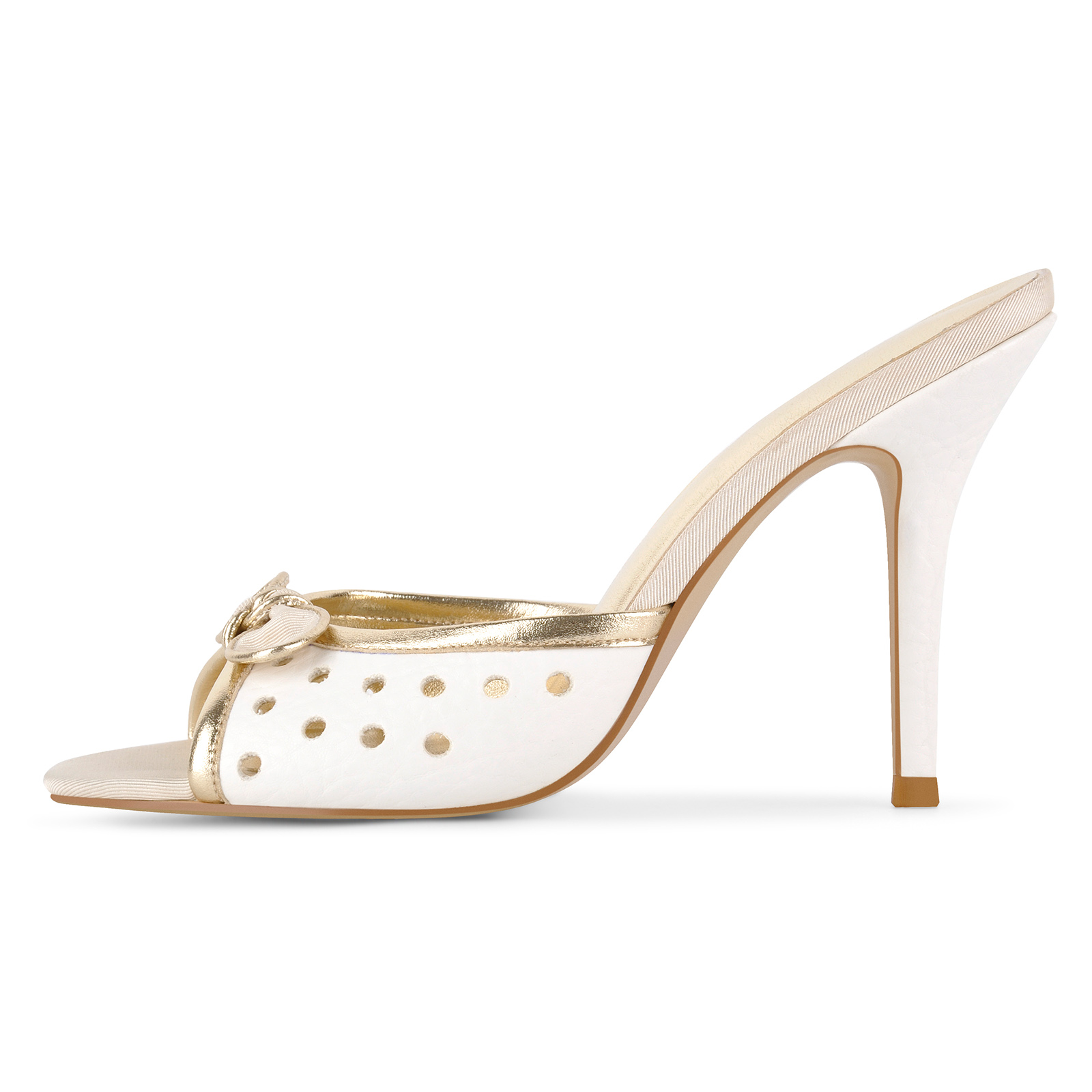 Bow Polka Dot Perforated Mule Sandals