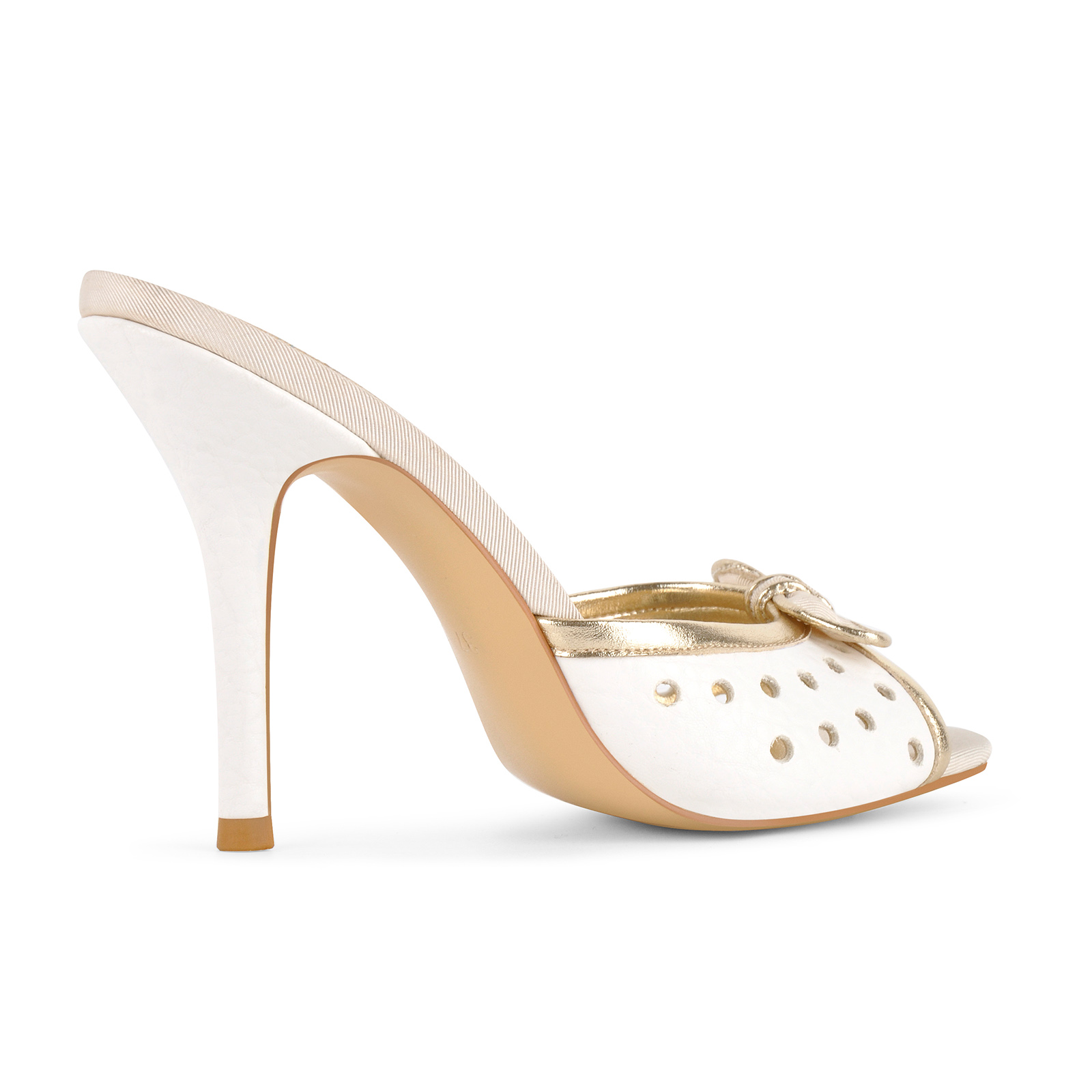 Bow Polka Dot Perforated Mule Sandals
