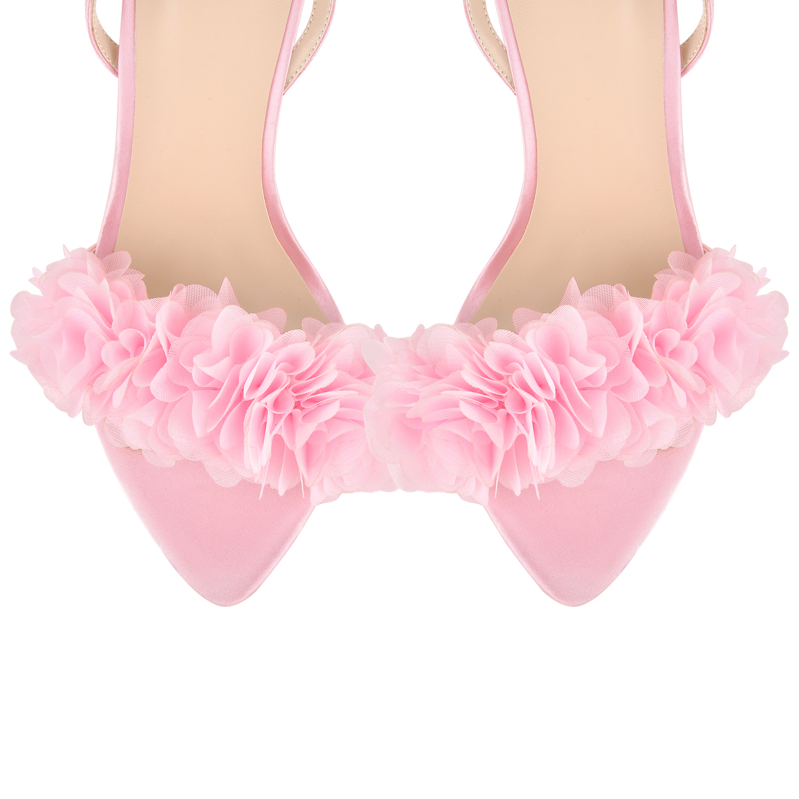 Pointed Toe Satin Flower Wrap Lace-up Sandals