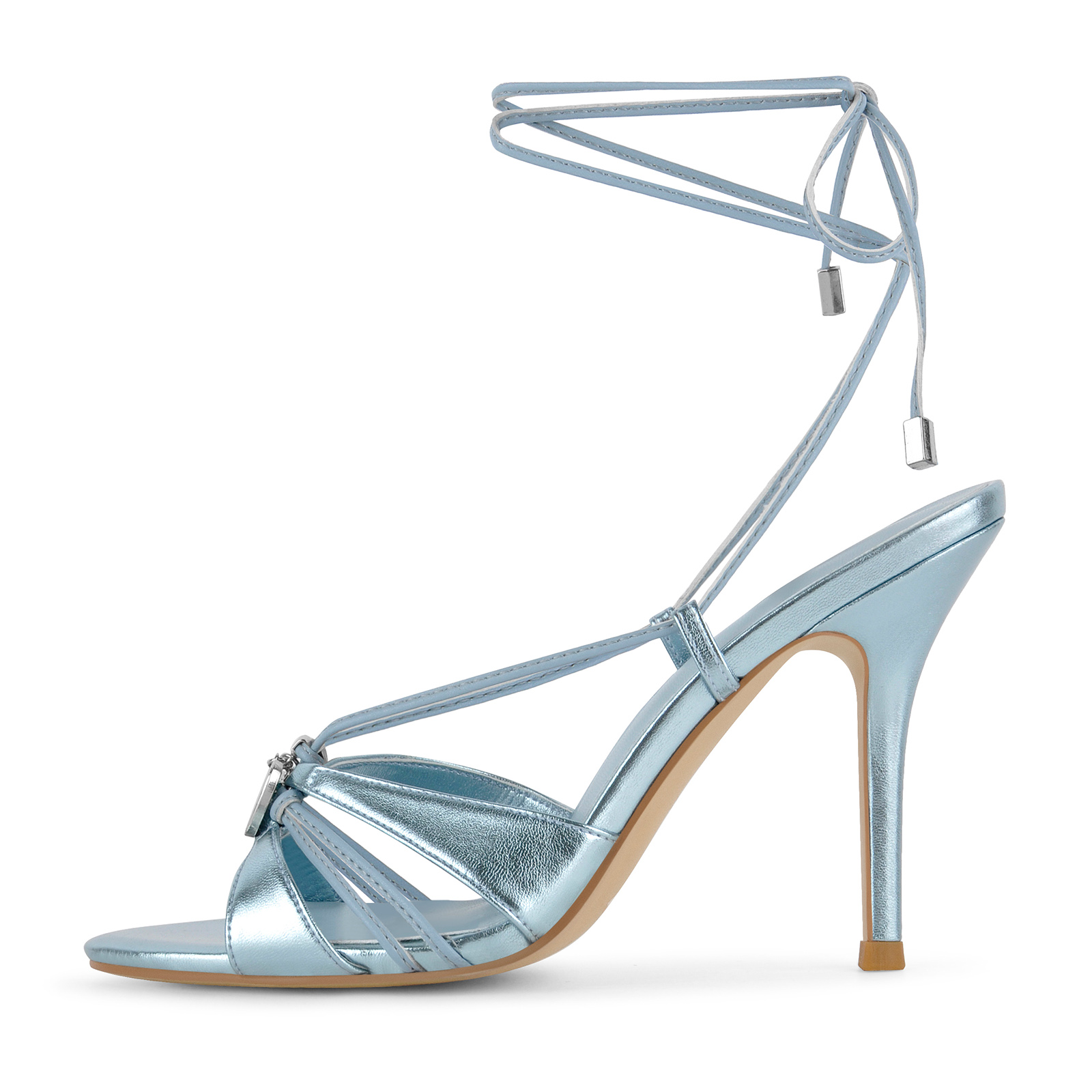 Round Toe Heart Charm Strappy Lace-up Sandals
