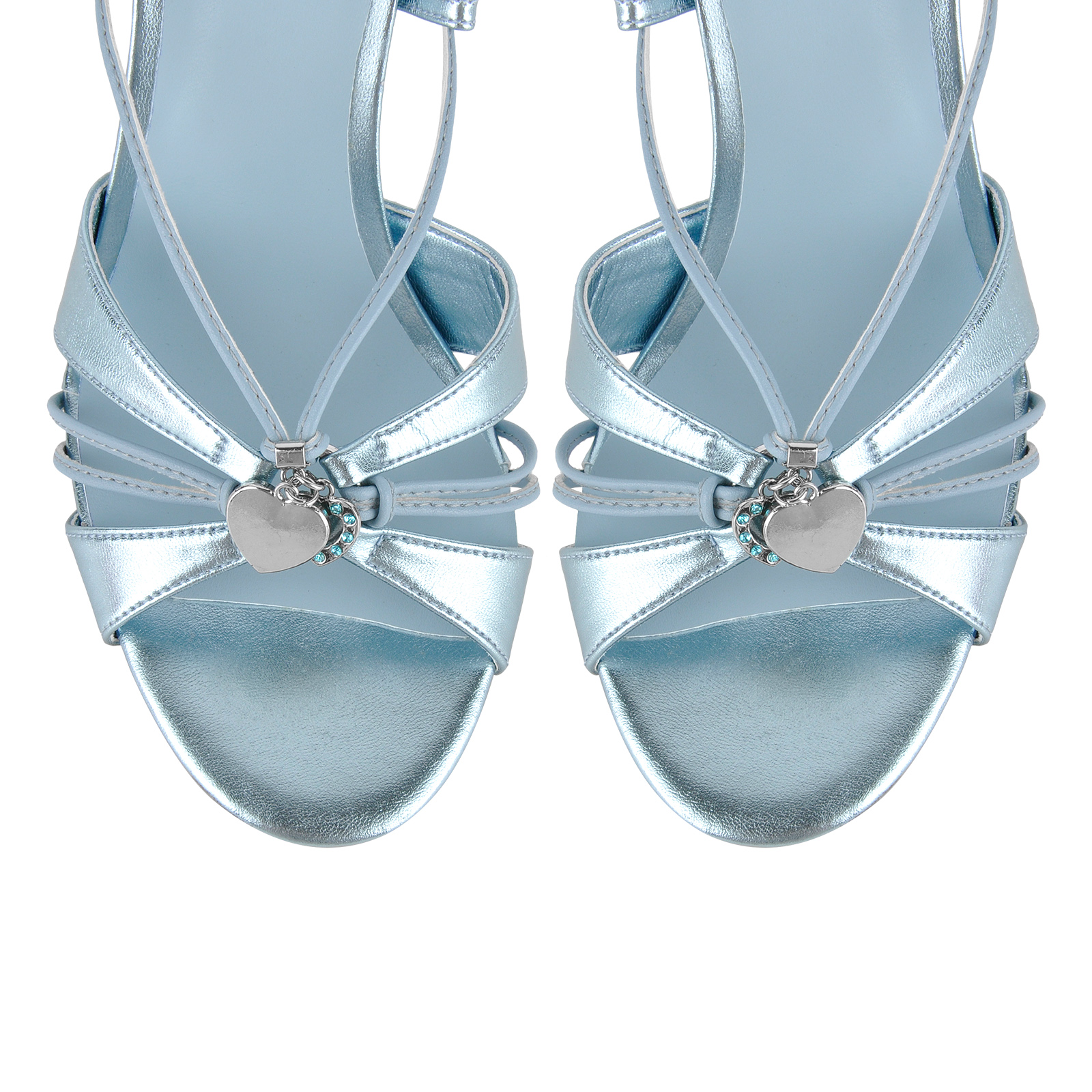 Round Toe Heart Charm Strappy Lace-up Sandals