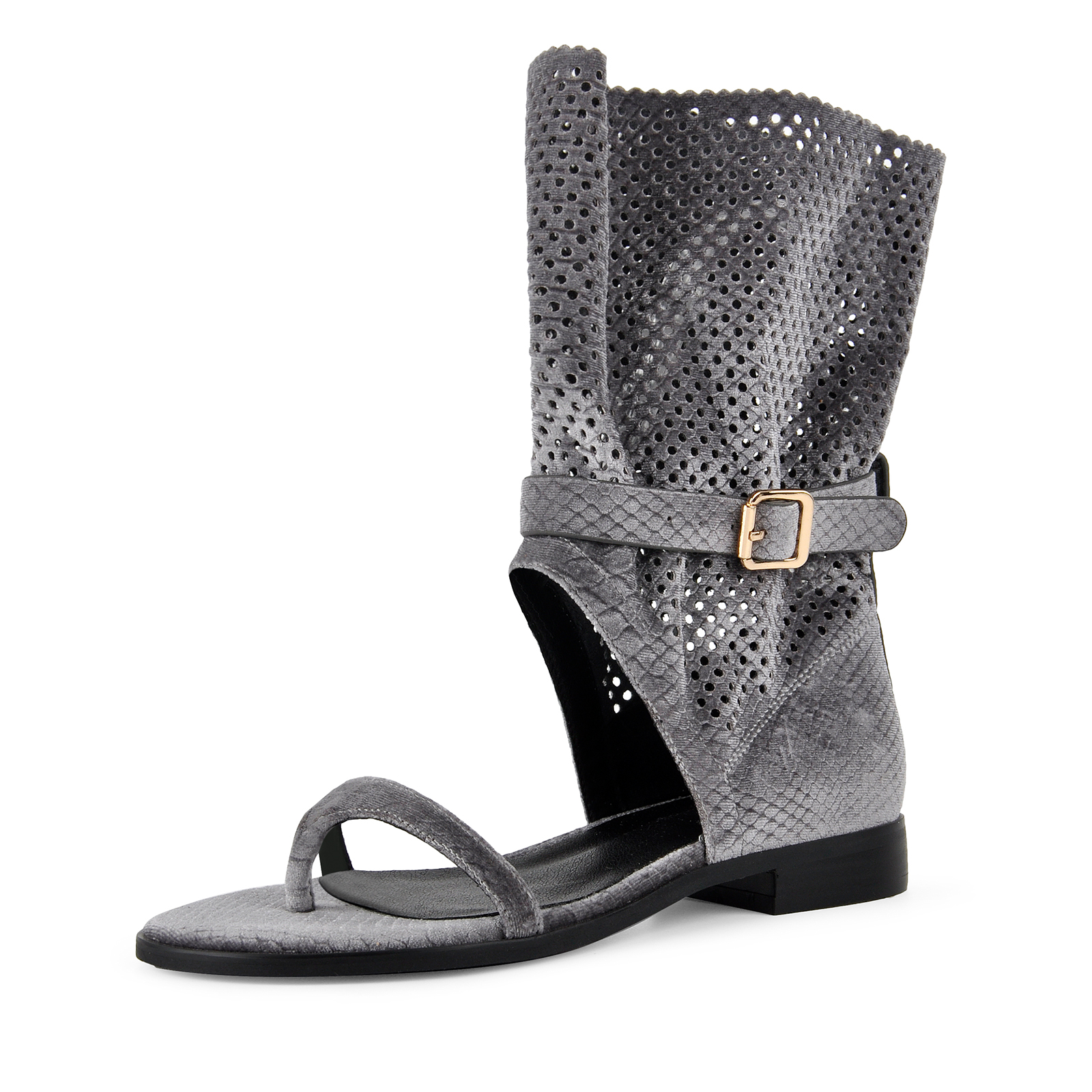 Flip-Flop Buckle Cutout Flat Bootie Sandals
