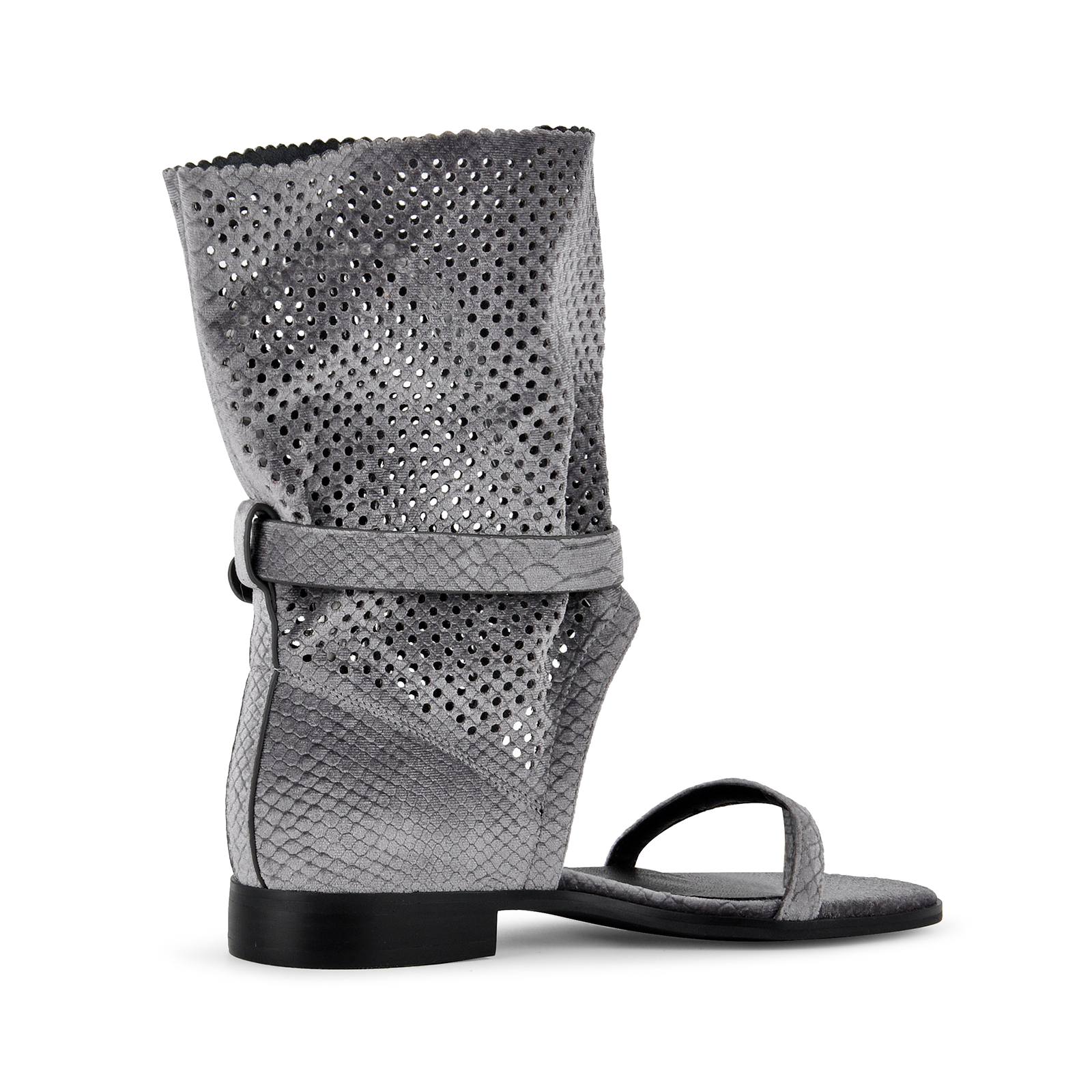Flip-Flop Buckle Cutout Flat Bootie Sandals