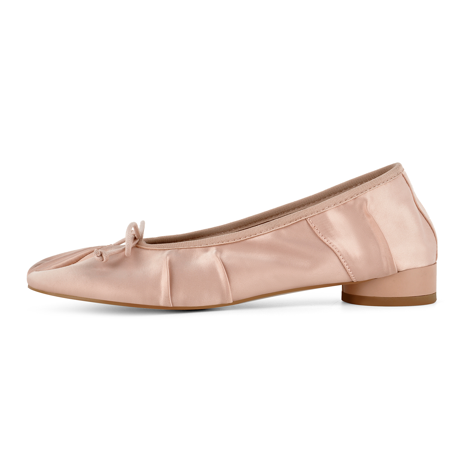 Bow Round Toe Satin Tabi Ballet Flats