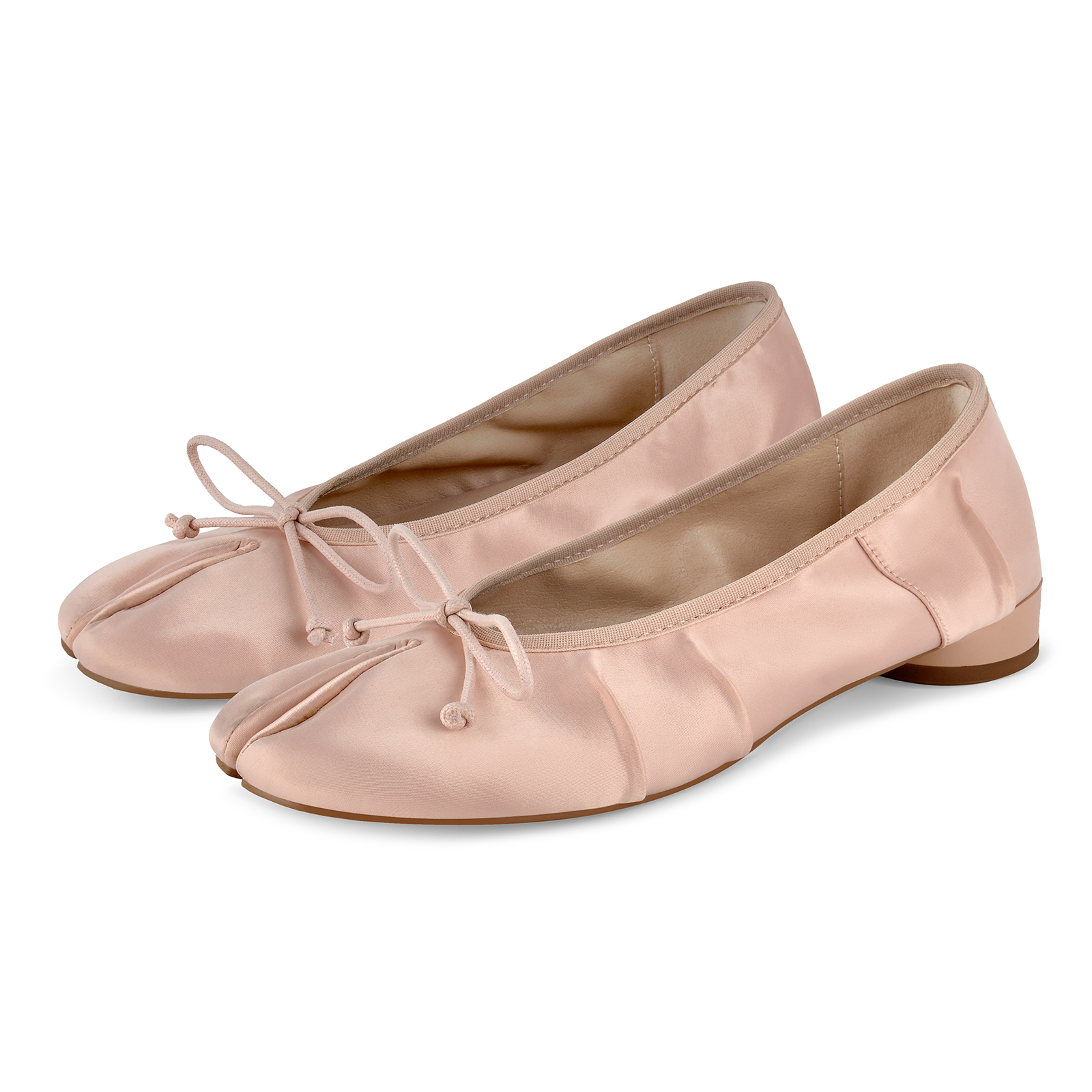 Bow Round Toe Satin Tabi Ballet Flats