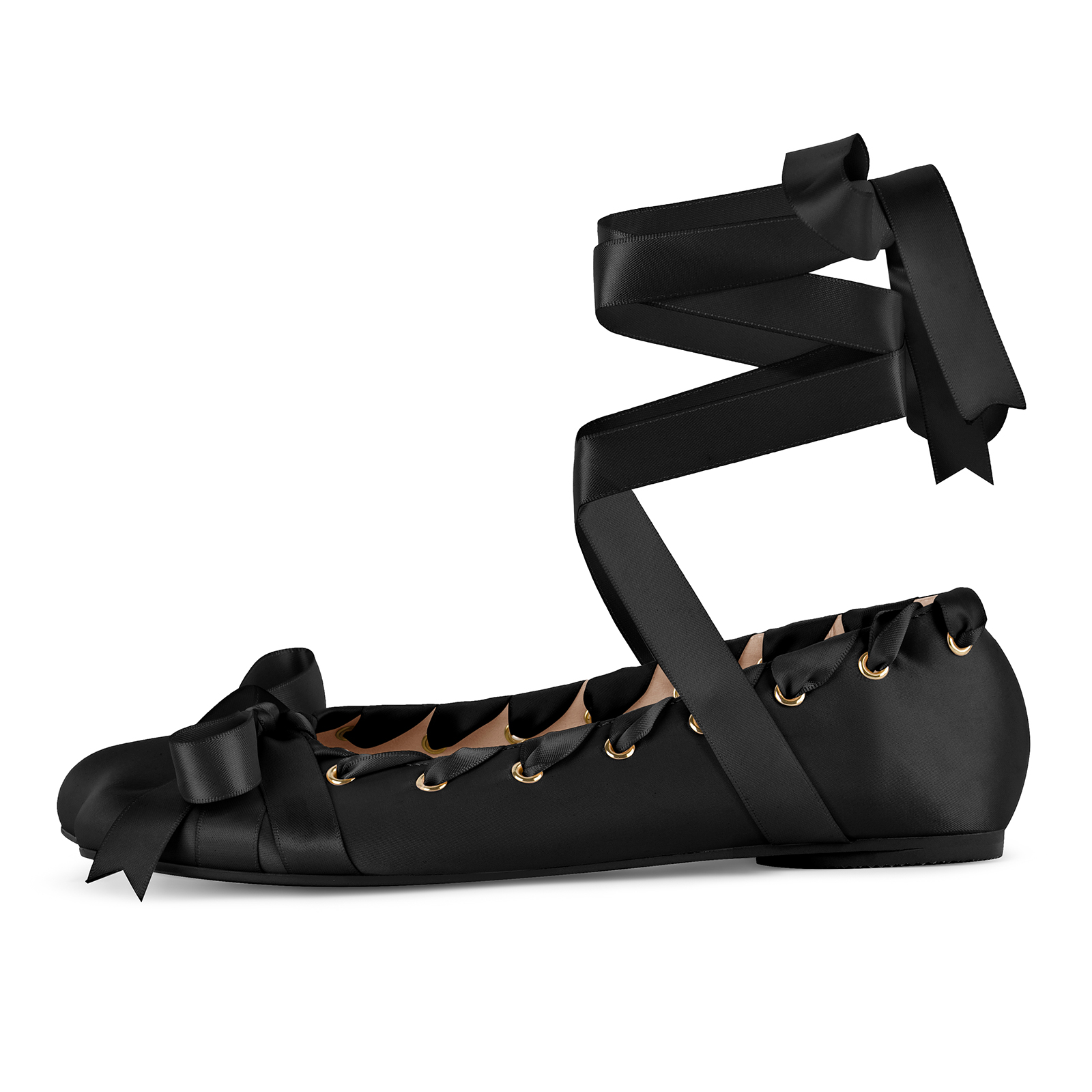 Bow Satin Strappy lace-up Ballet Flats