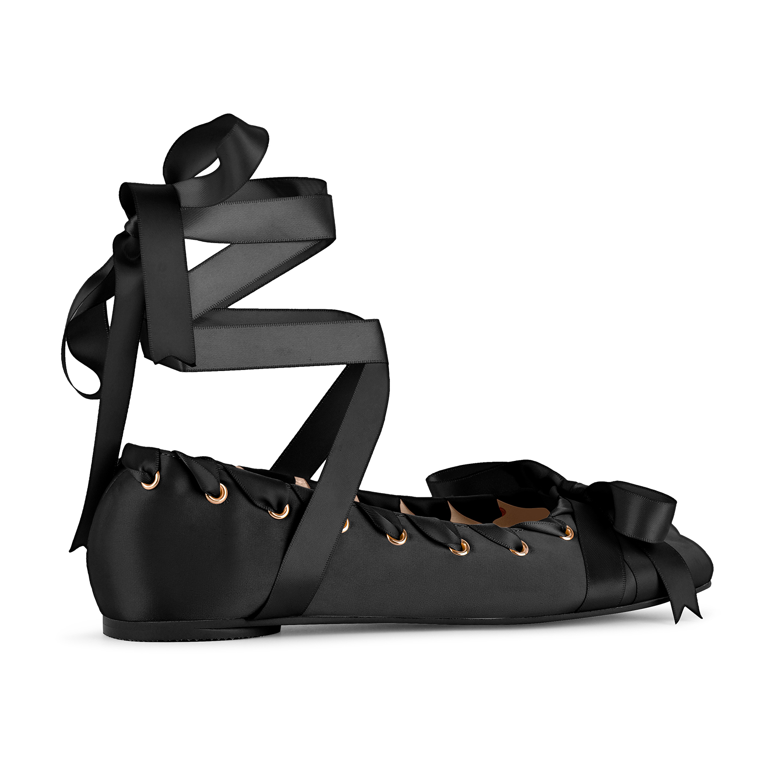 Bow Satin Strappy lace-up Ballet Flats