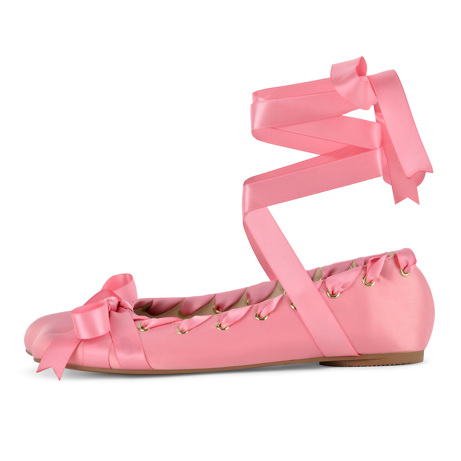 Bow Satin Strappy lace-up Ballet Flats