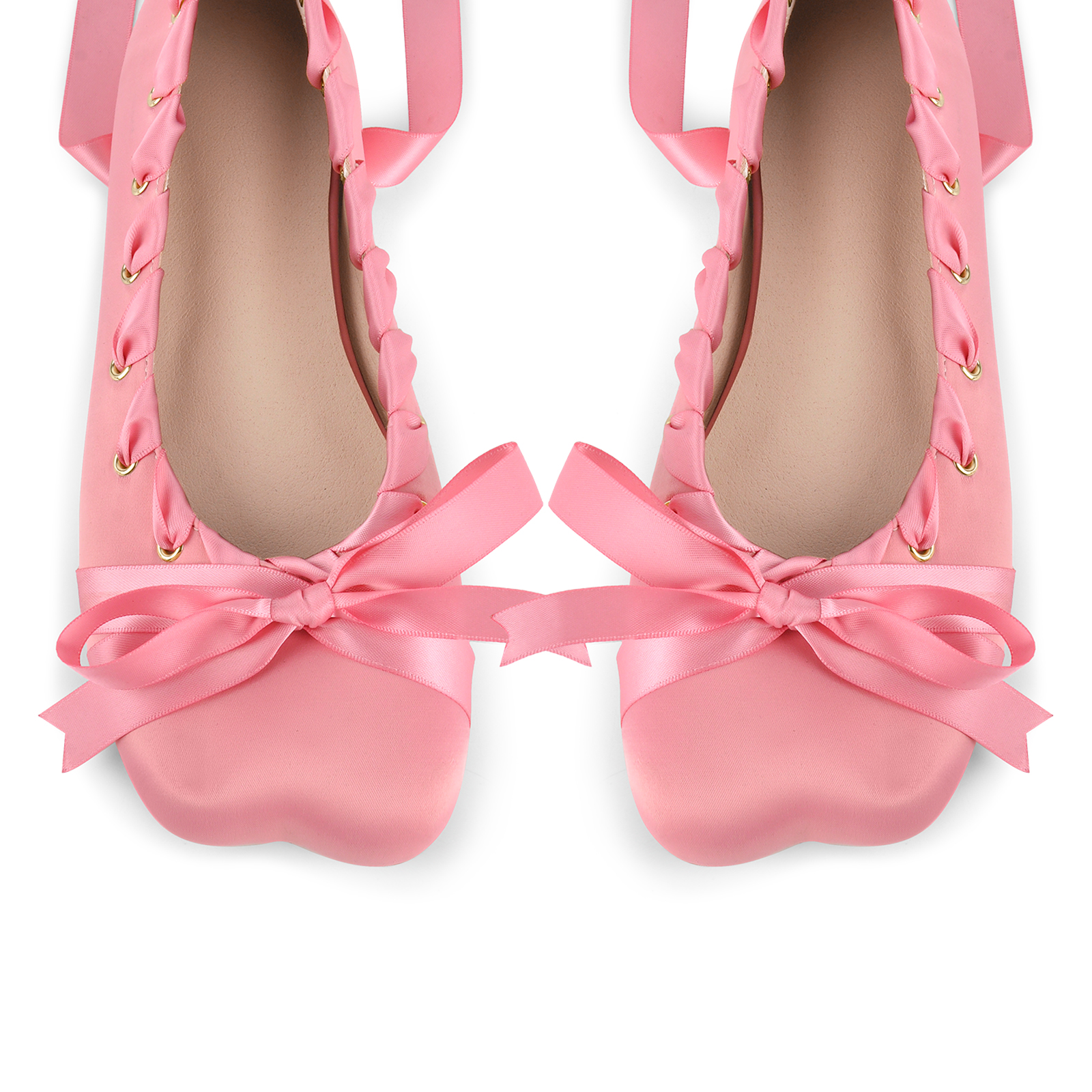 Bow Satin Strappy lace-up Ballet Flats