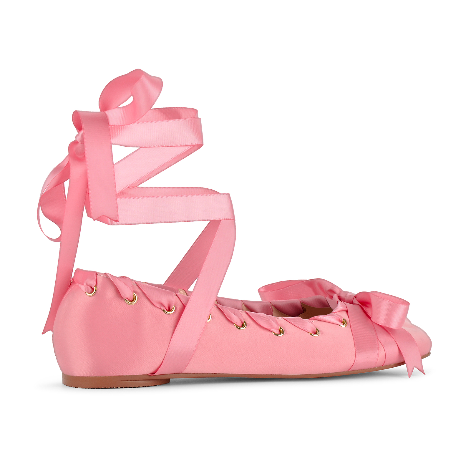Bow Satin Strappy lace-up Ballet Flats