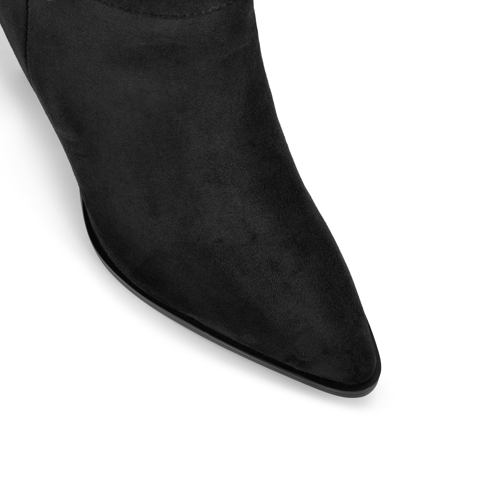 Suede Studded Buckle Knee High Western Boots