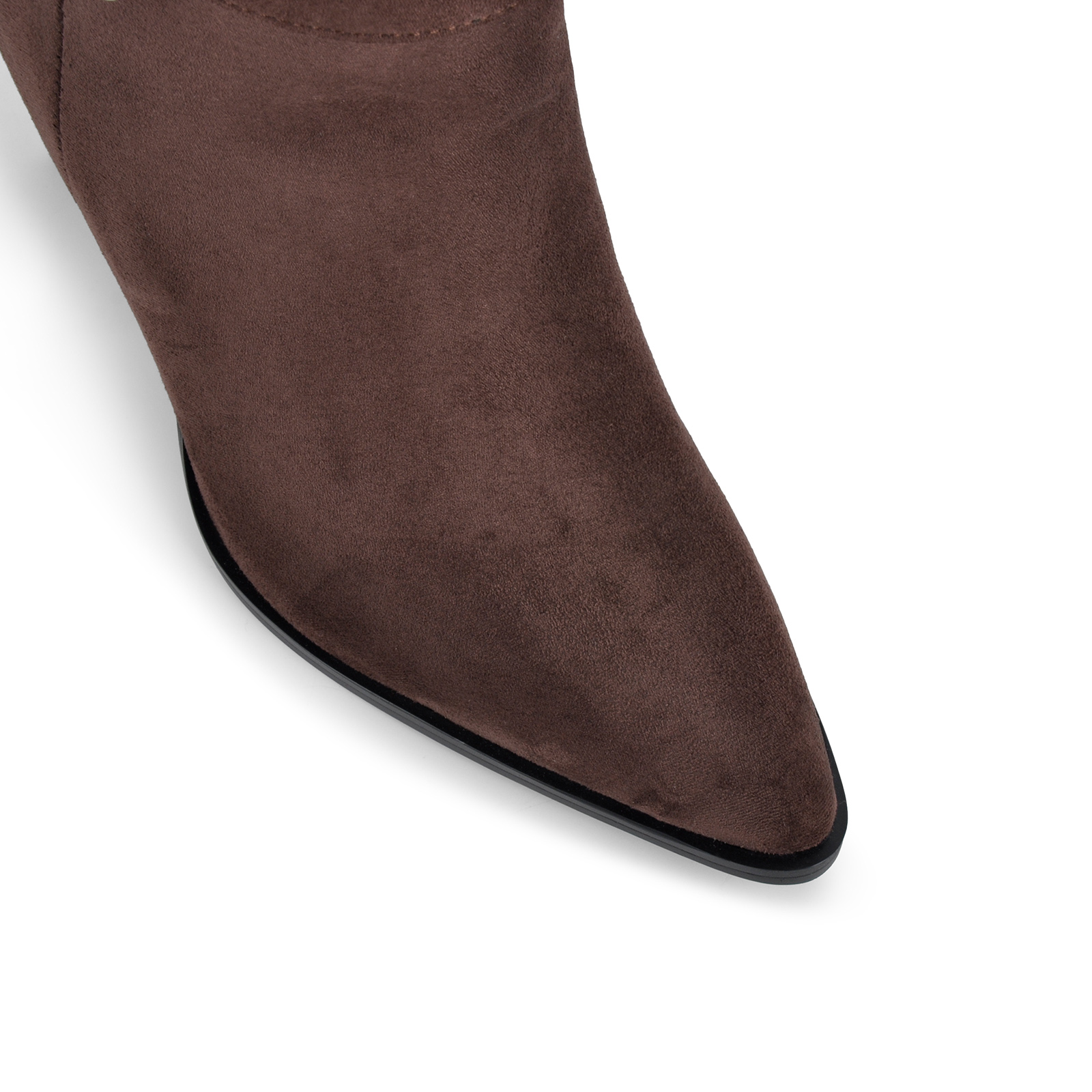 Suede Studded Buckle Knee High Western Boots