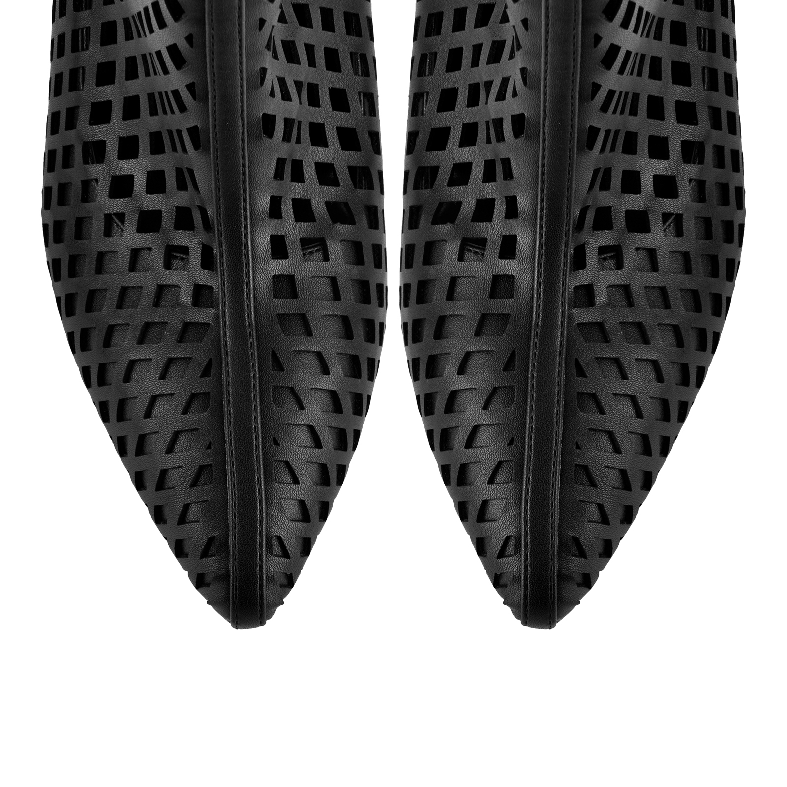 Pointed Toe Cutout Diamond Grid Knee High Boots