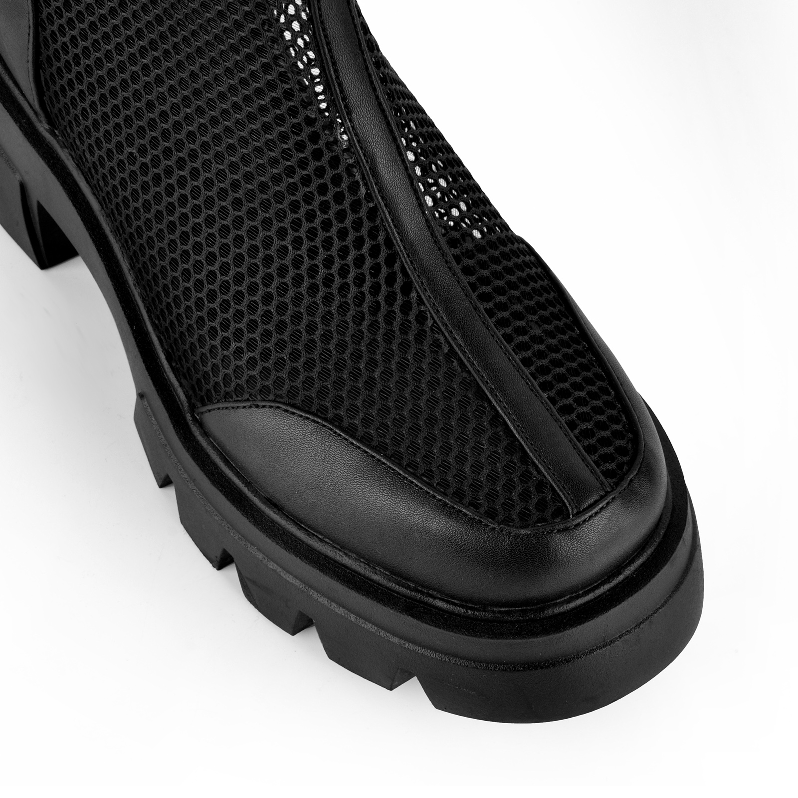 Platform Mesh Back Zipper Ankle Boots