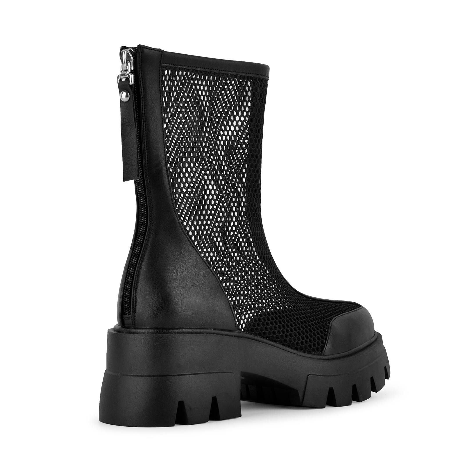 Platform Mesh Back Zipper Ankle Boots