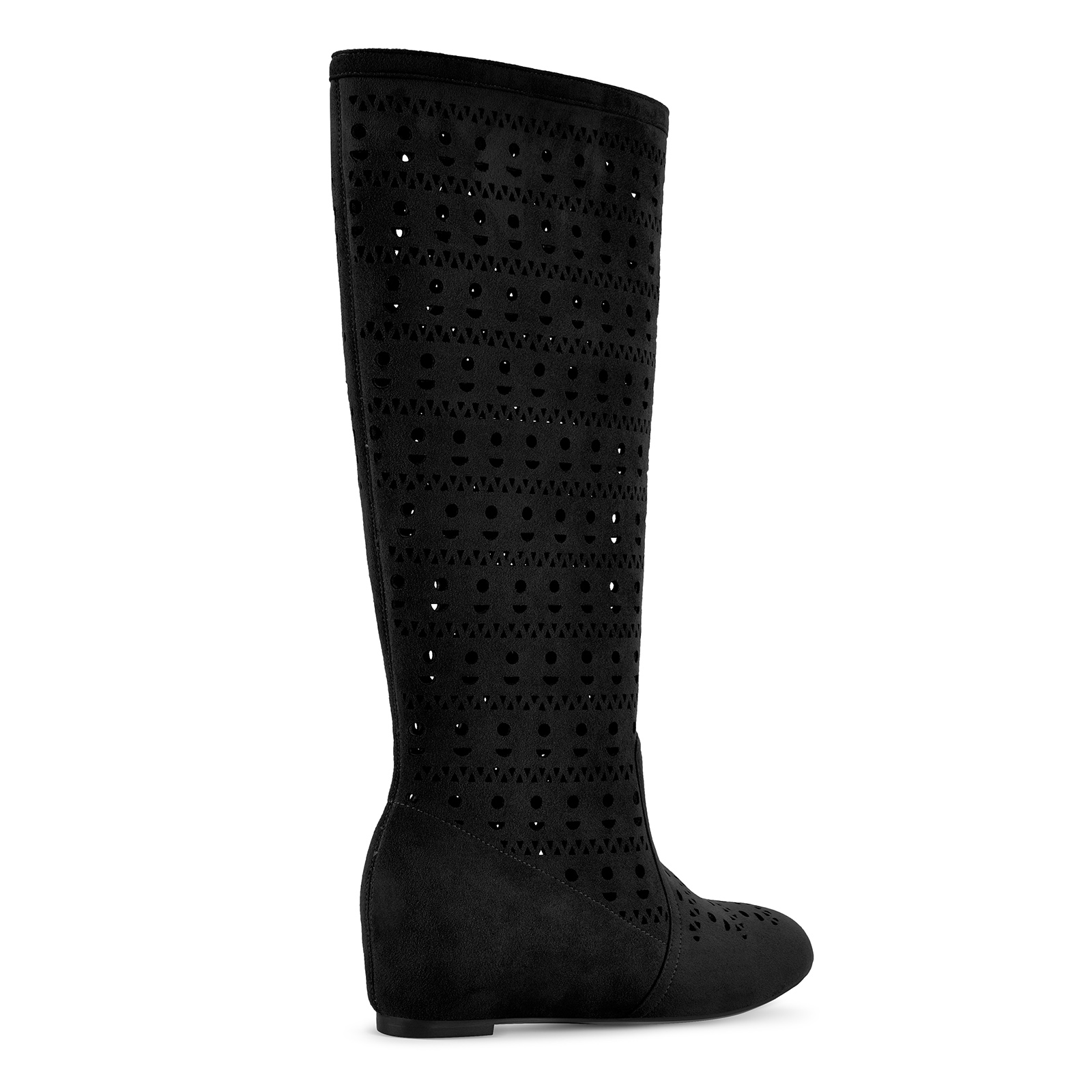 Suede Cutout Wedge Heel Knee High Boots