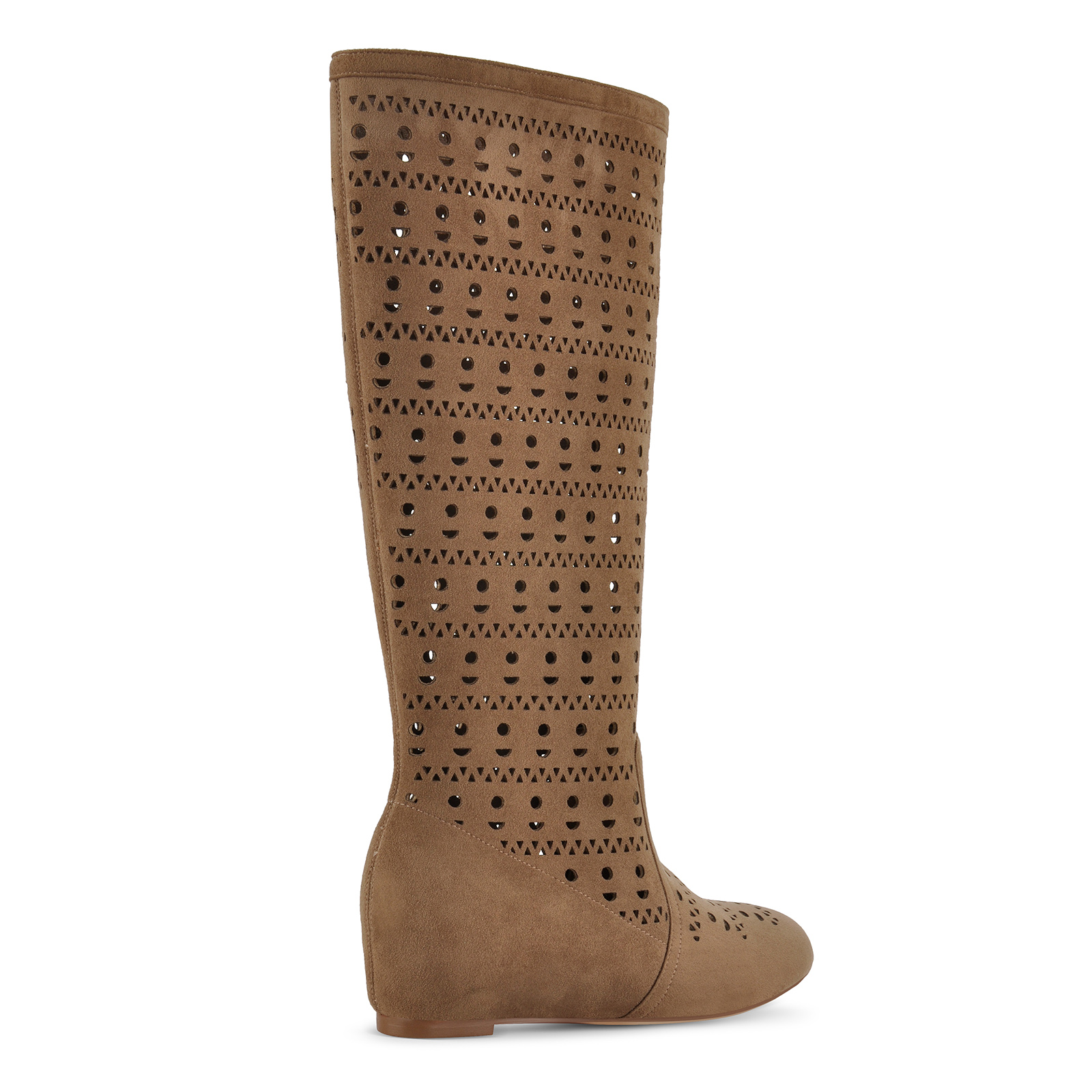 Suede Cutout Wedge Heel Knee High Boots