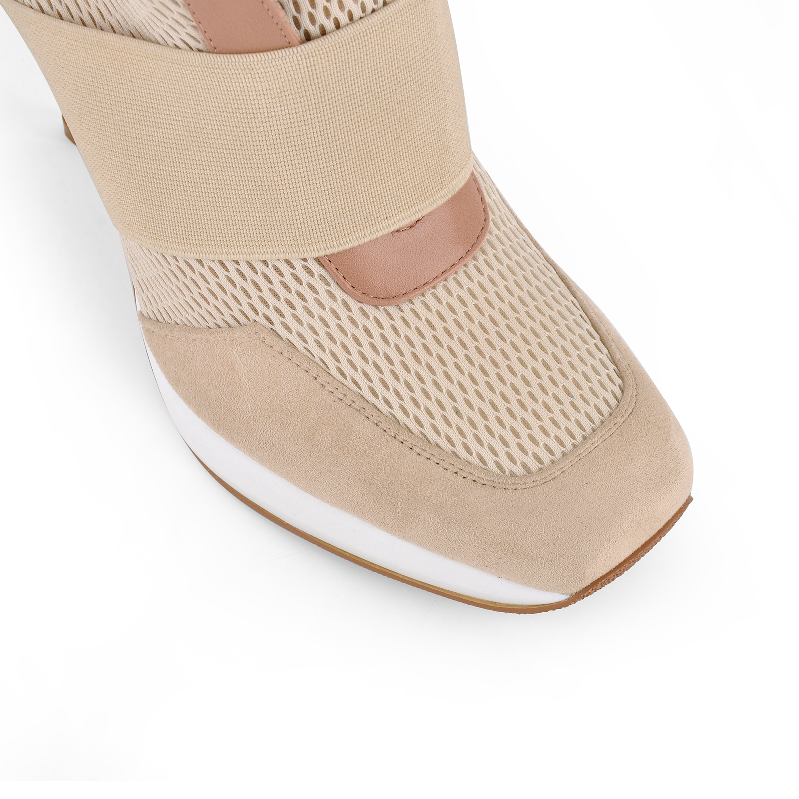 Platform Mesh Elastic Strap Stiletto Sneaker Heels