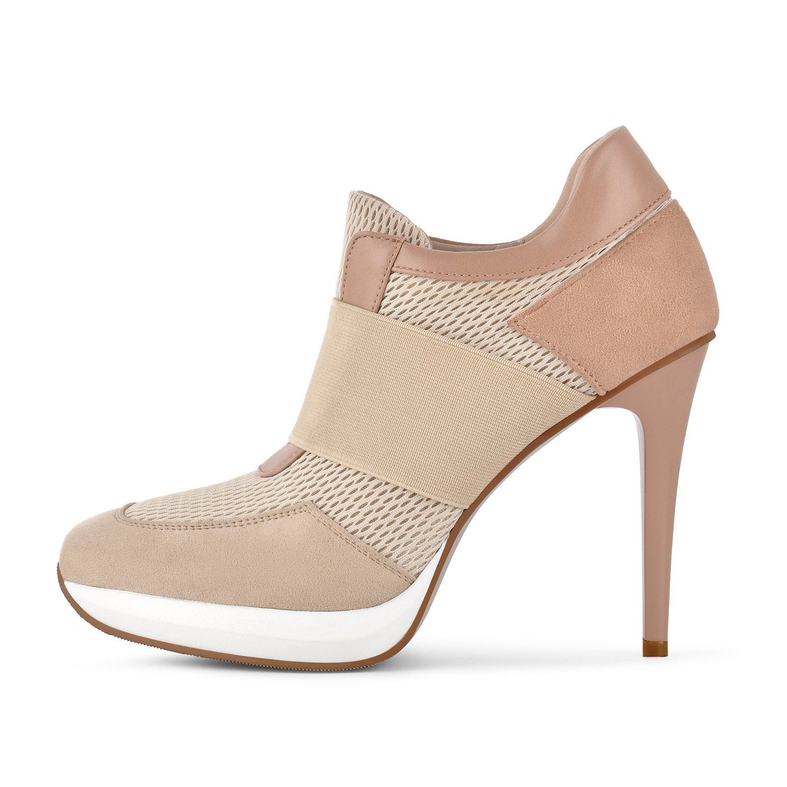 Platform Mesh Elastic Strap Stiletto Sneaker Heels