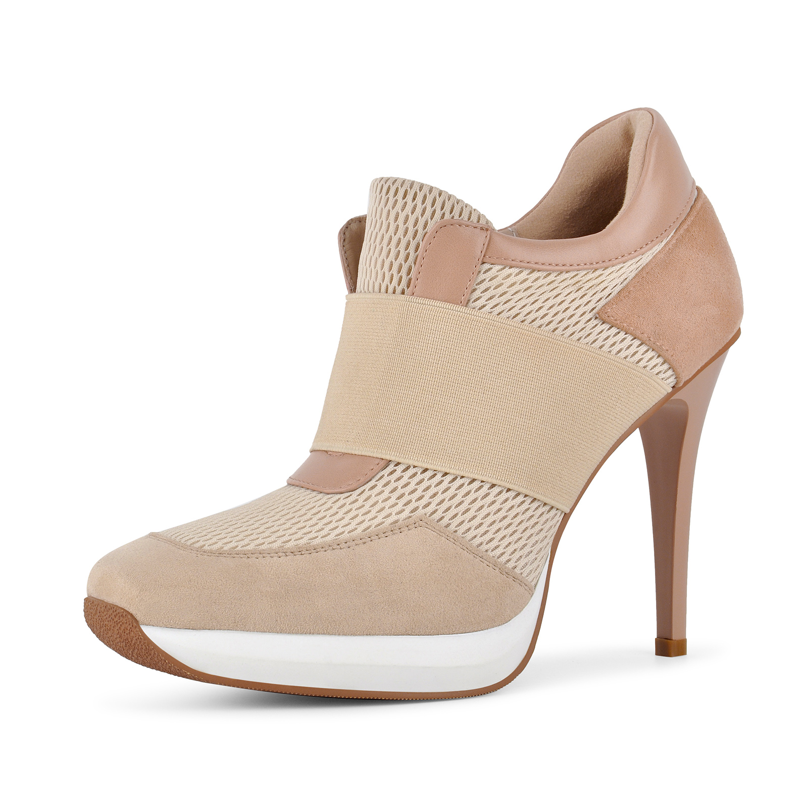 Platform Mesh Elastic Strap Stiletto Sneaker Heels