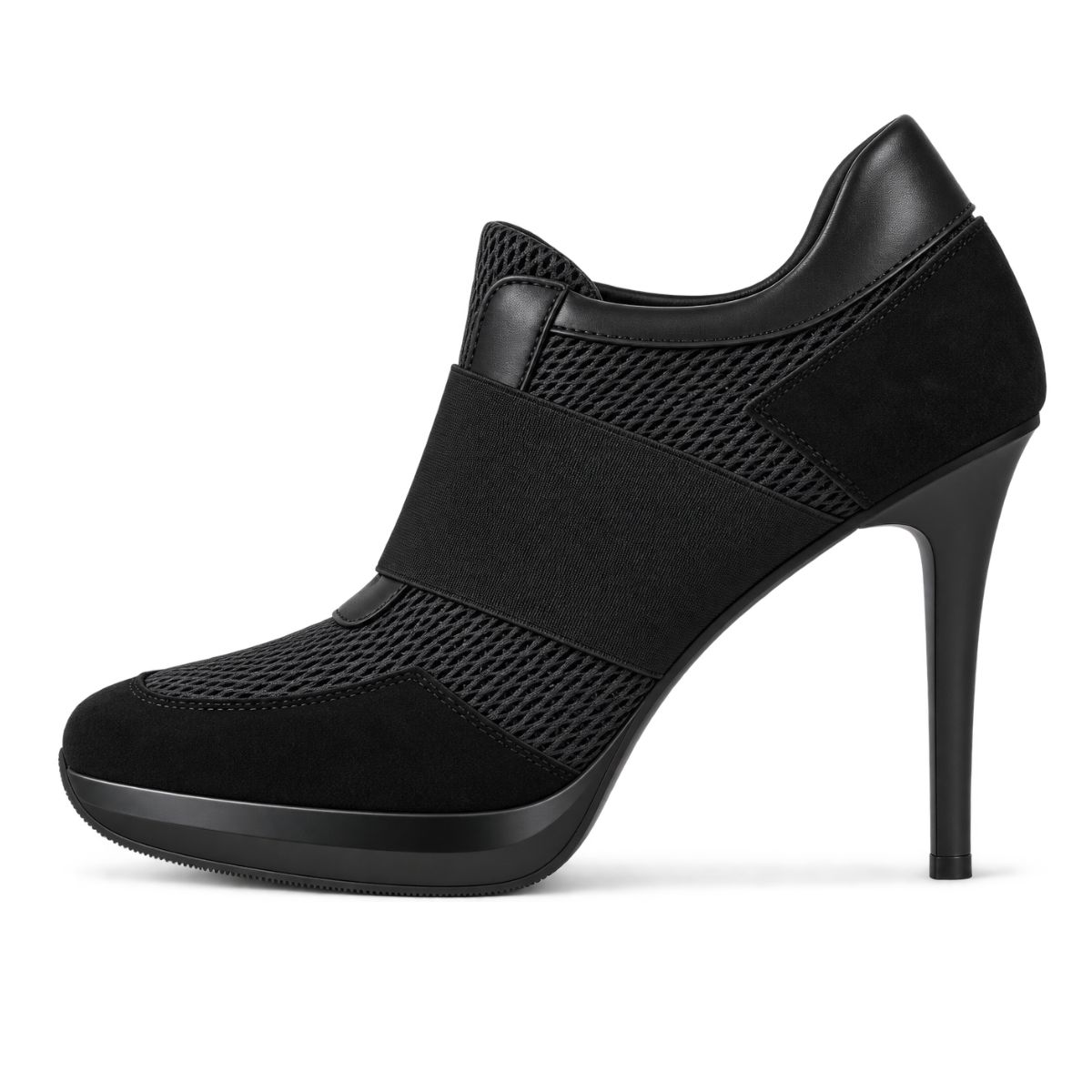 Platform Mesh Elastic Strap Stiletto Sneaker Heels