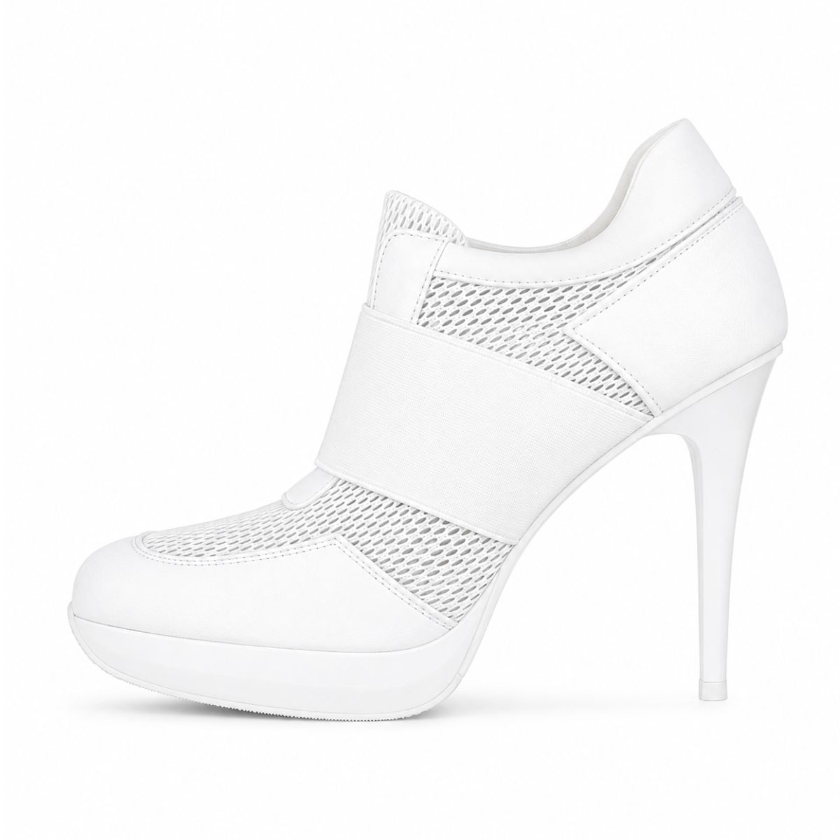 Platform Mesh Elastic Strap Stiletto Sneaker Heels