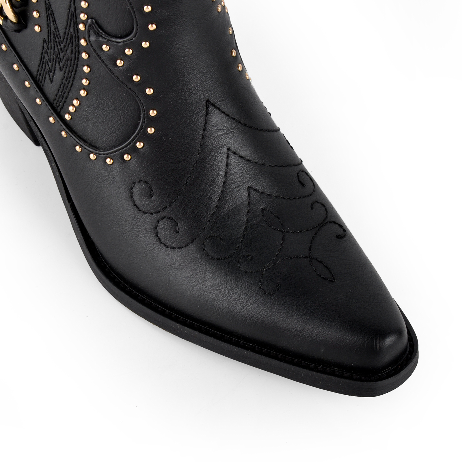 Metal Studded Embroidery Knee High Western Boots