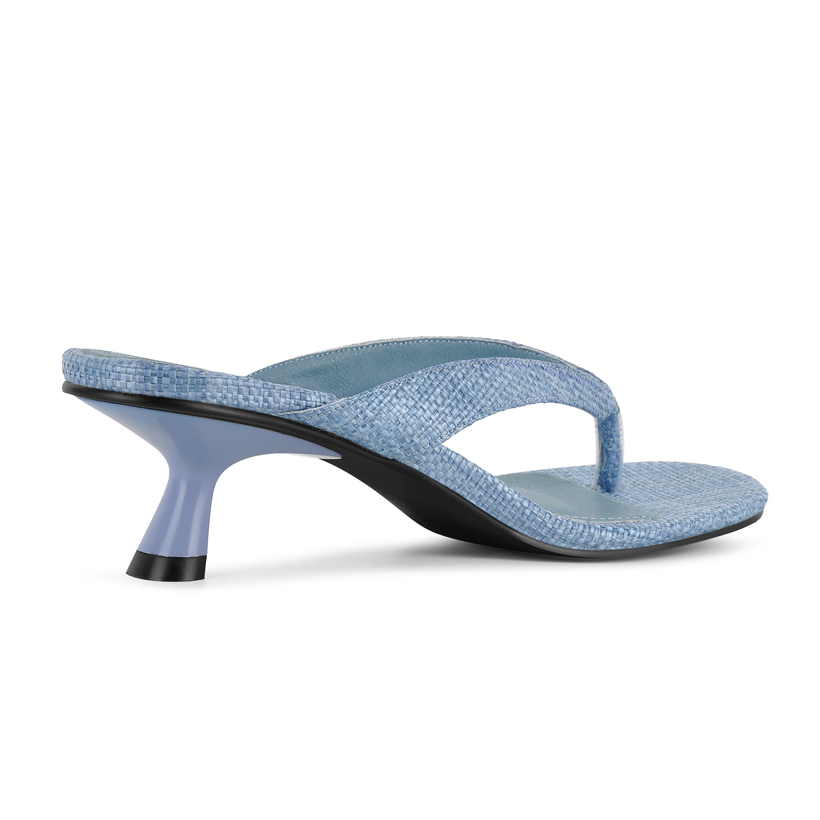 Flip-Flop Woven Straw Kitten Heel Mules
