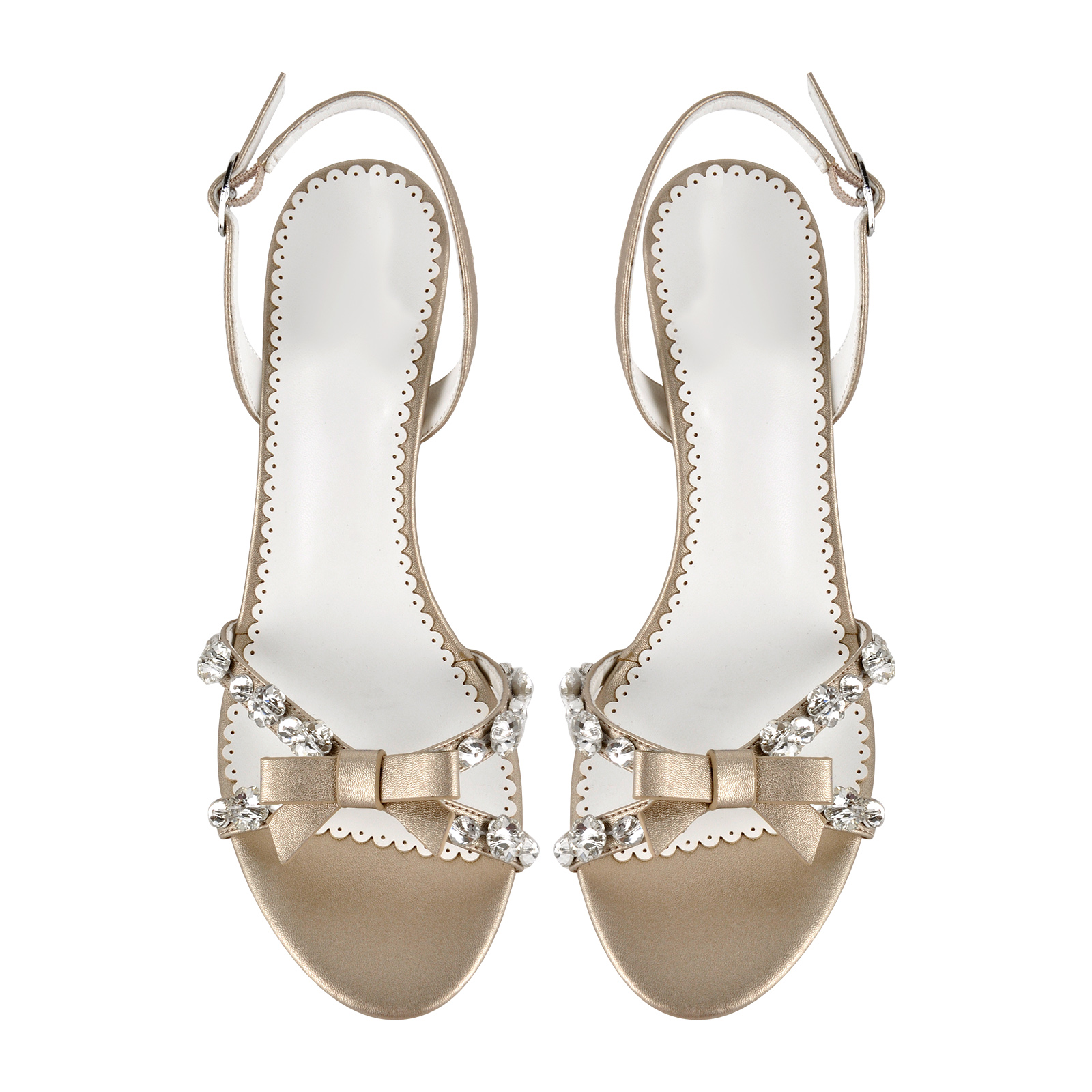 Round Toe Bow Rhinestone Slingback Sandals