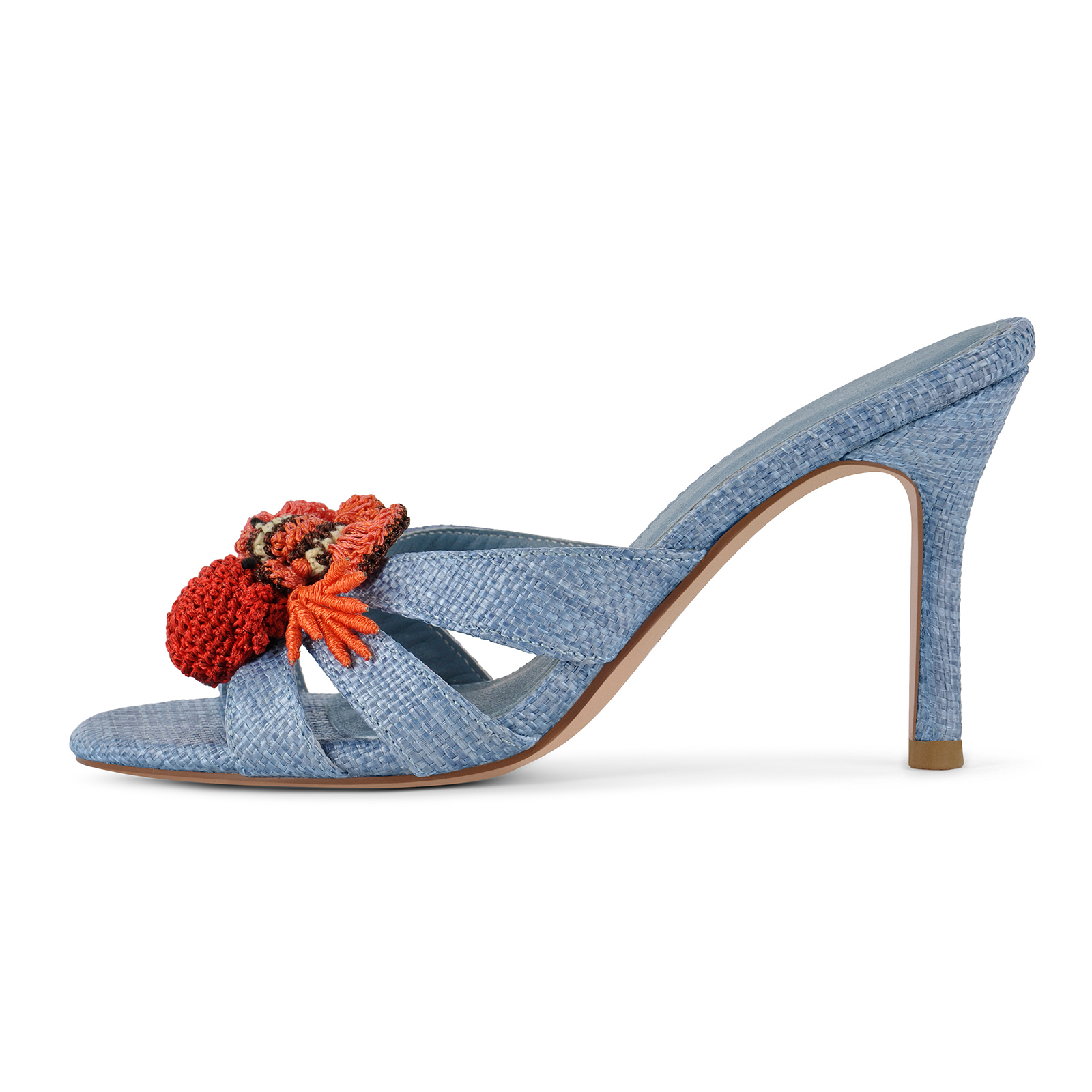 Round Toe Ocean Woven Raffia Mules