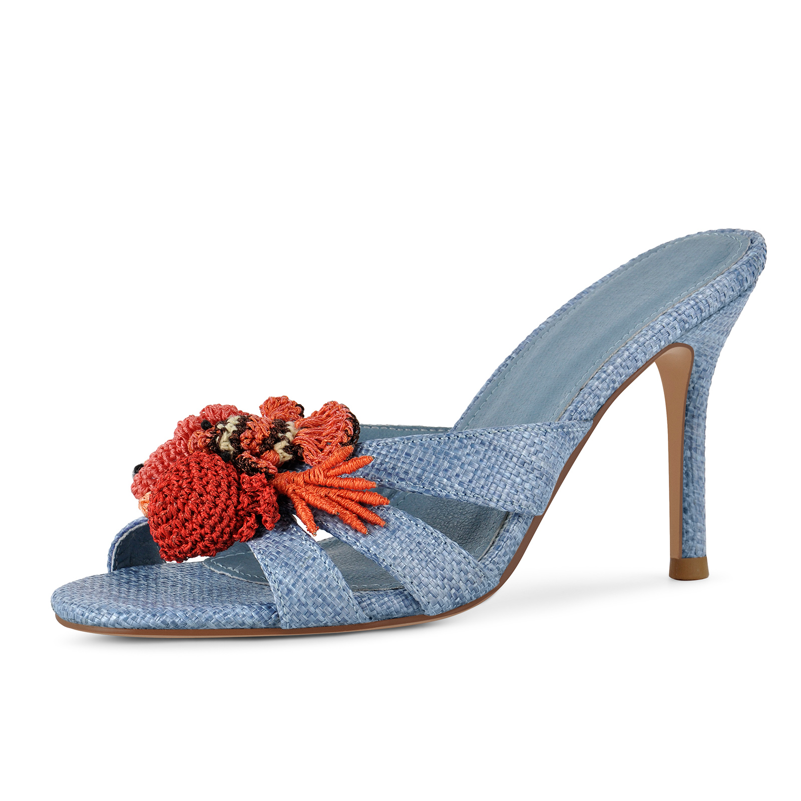 Round Toe Ocean Woven Raffia Mules