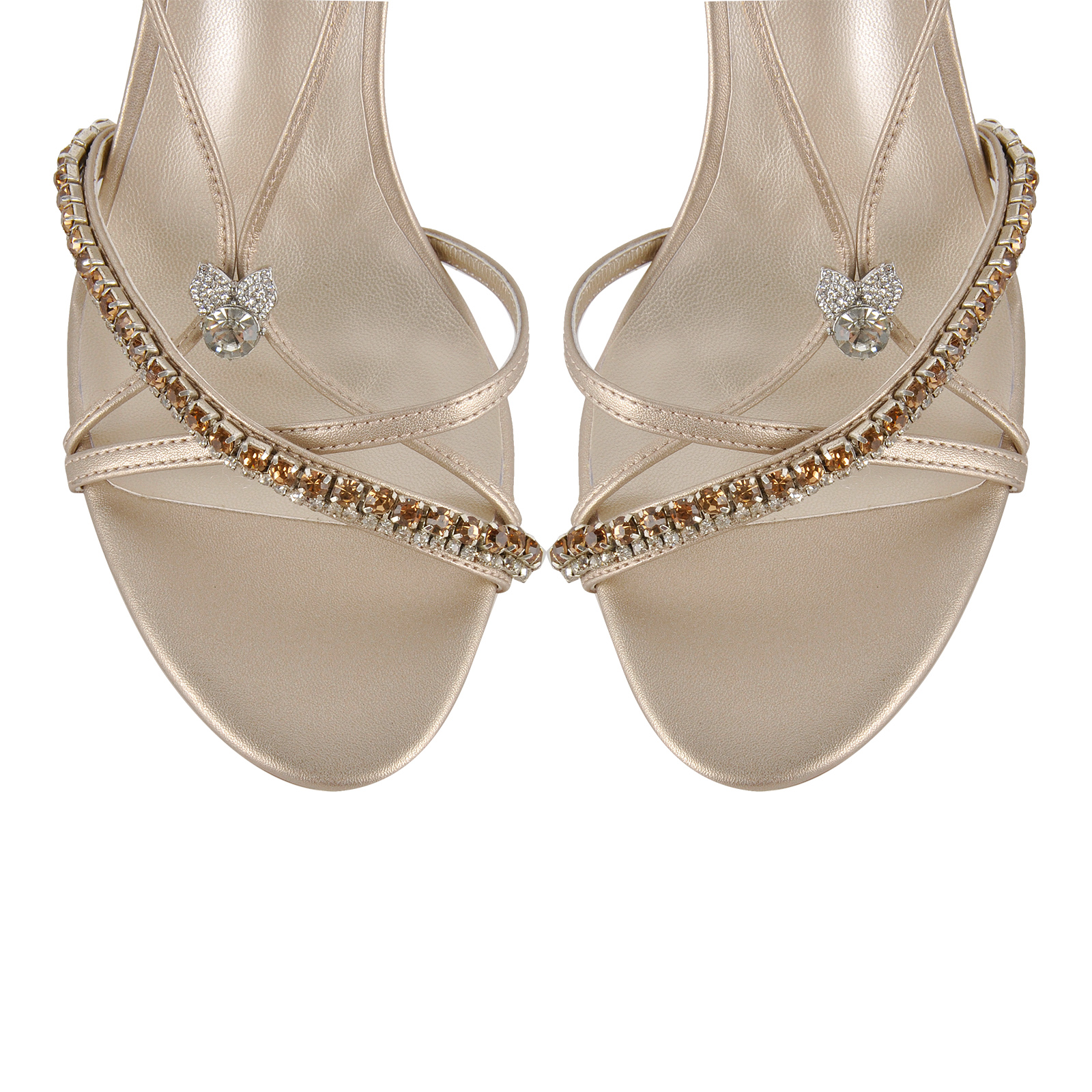 Round Toe Rhinestone Strappy Slingback Sandals