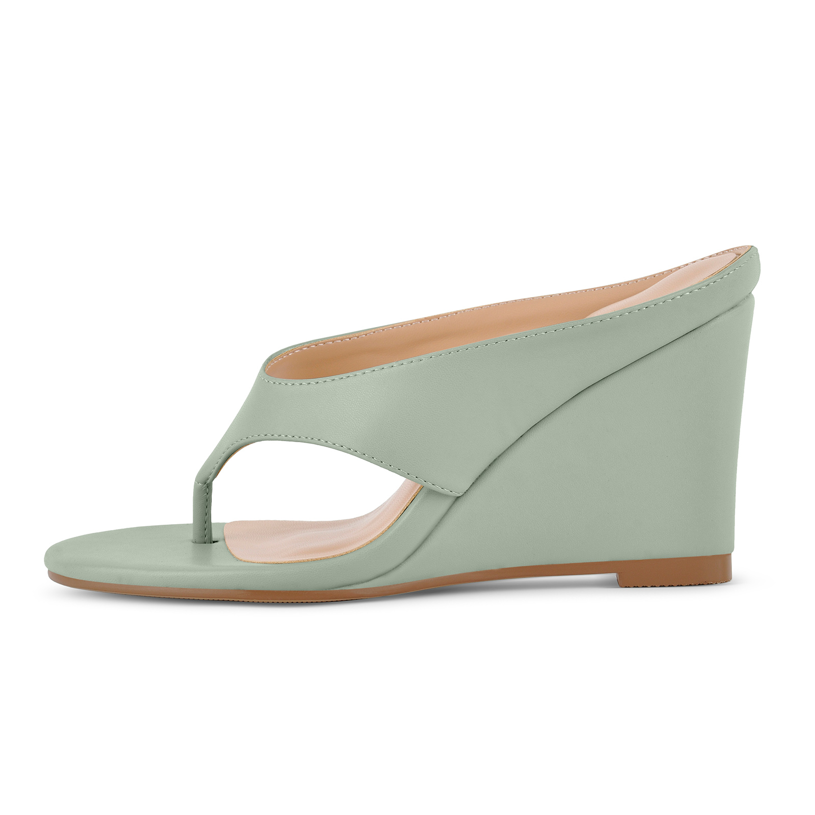 Round Toe Flip-Flop Wedge Heel Mules