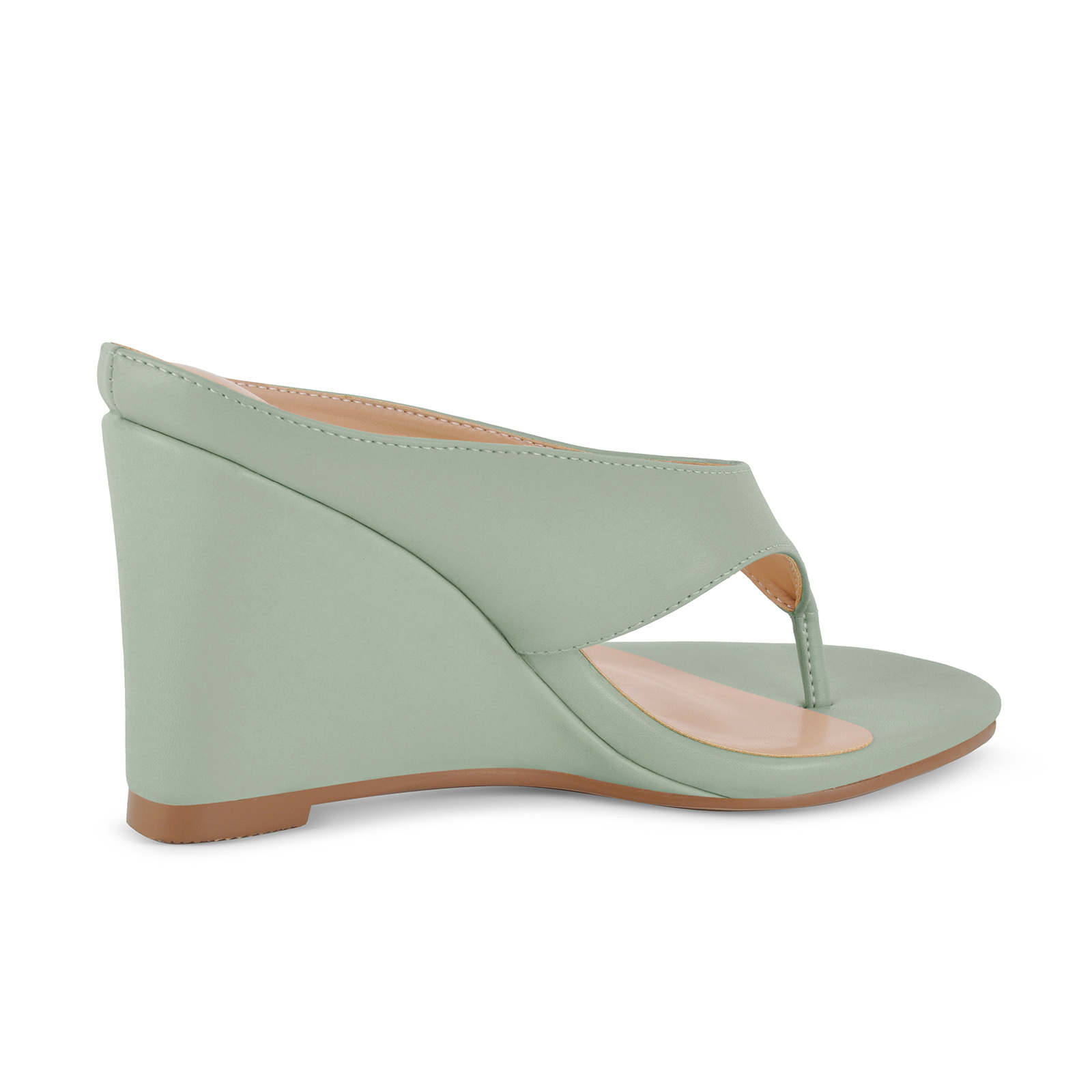 Round Toe Flip-Flop Wedge Heel Mules