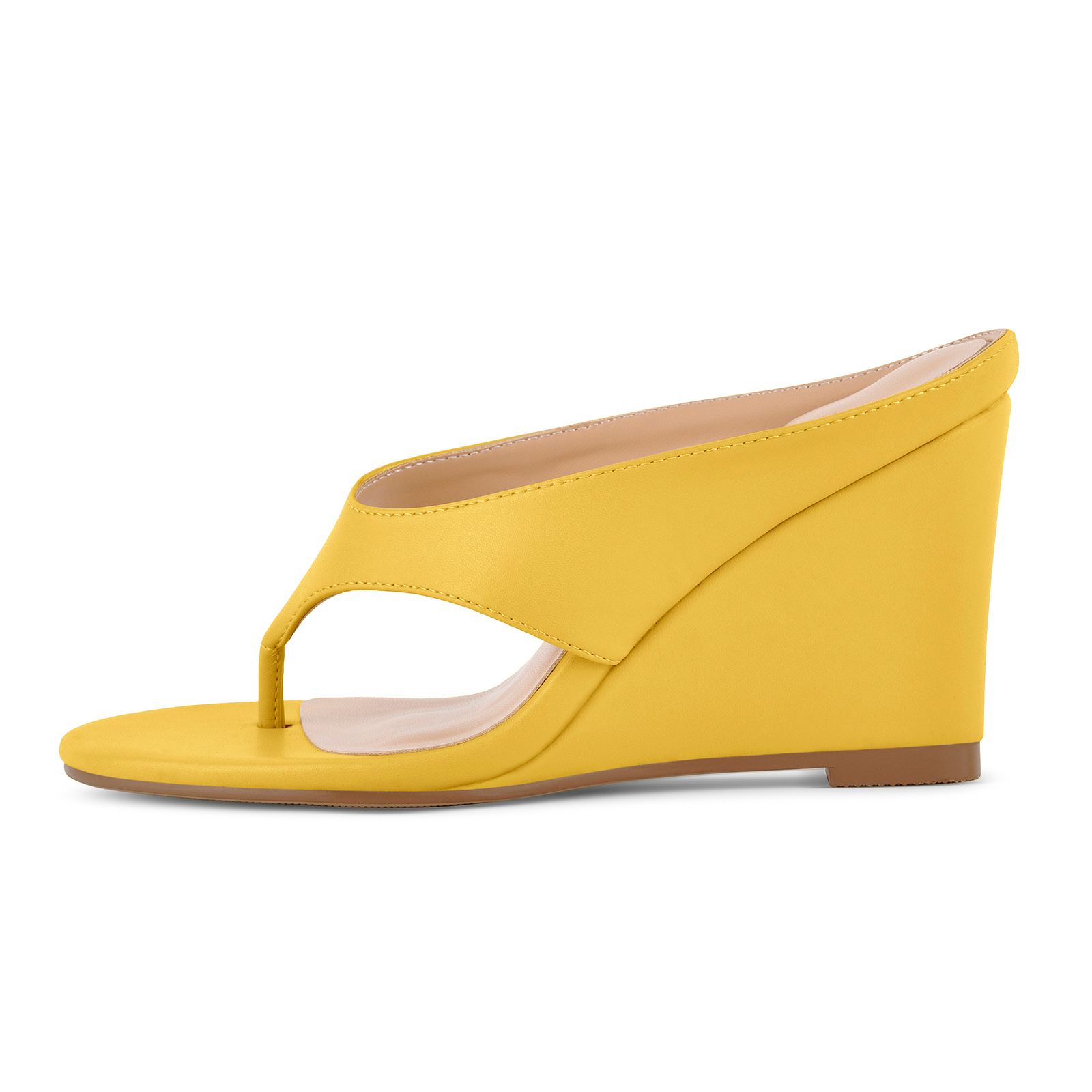 Round Toe Flip-Flop Wedge Heel Mules