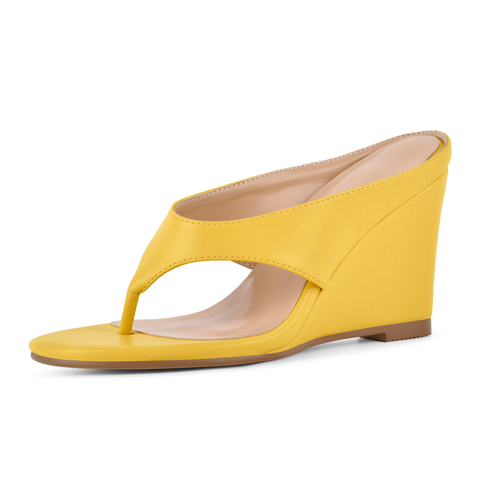 Round Toe Flip-Flop Wedge Heel Mules