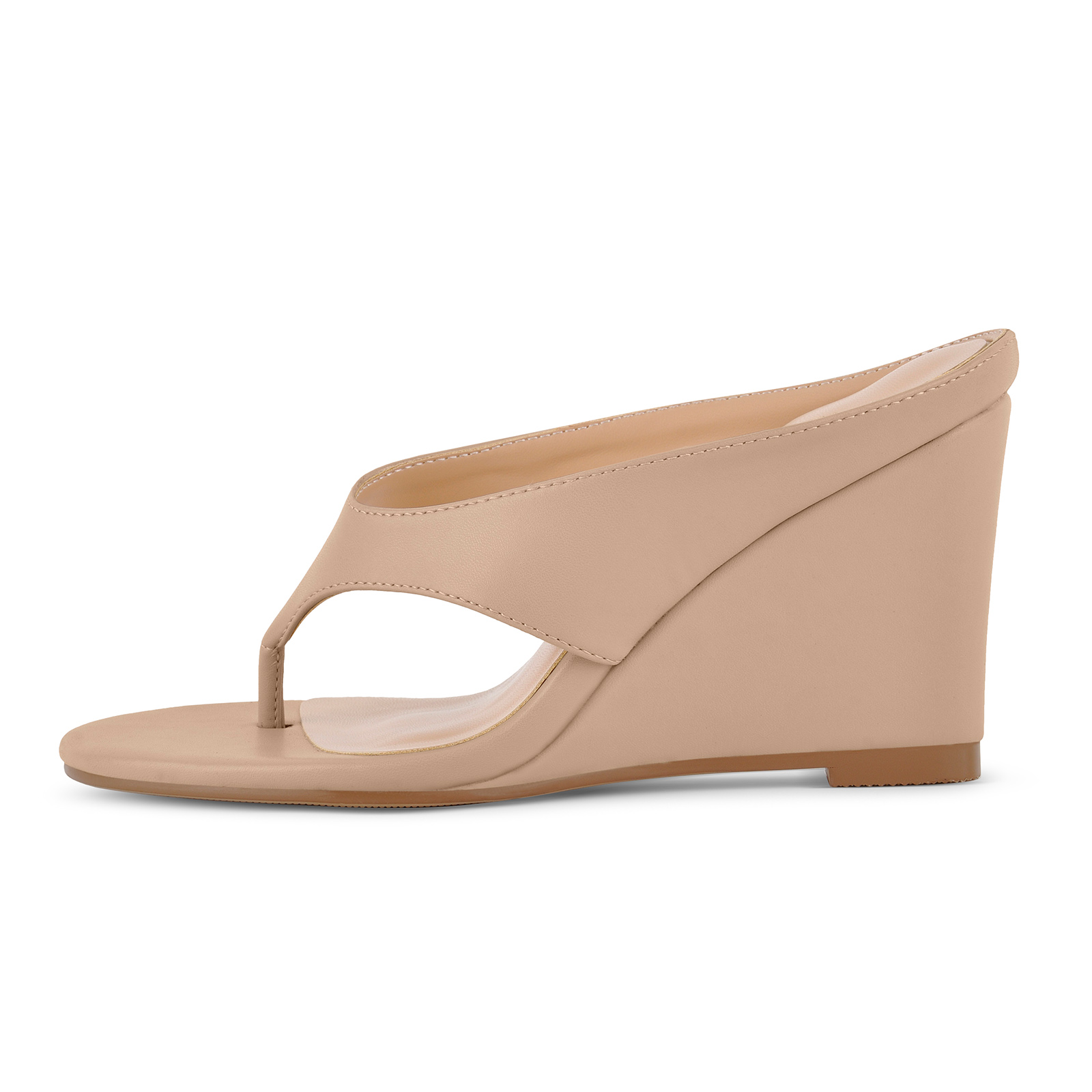 Round Toe Flip-Flop Wedge Heel Mules