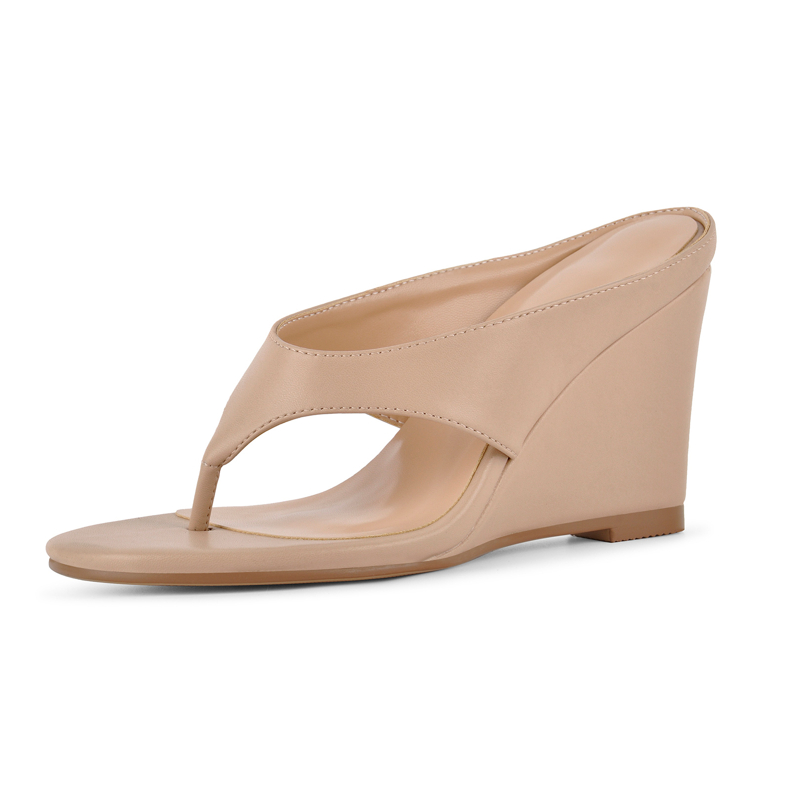 Round Toe Flip-Flop Wedge Heel Mules