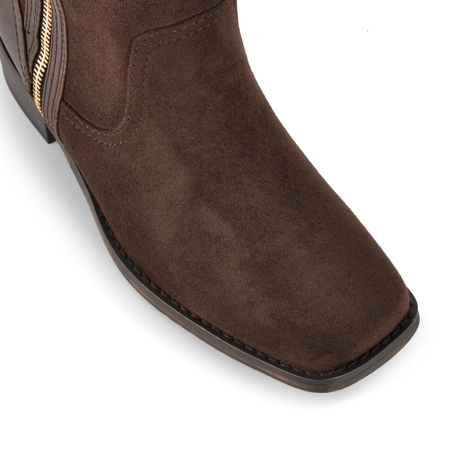 Suede Buckle Zipper Knee High Western Riding Boots