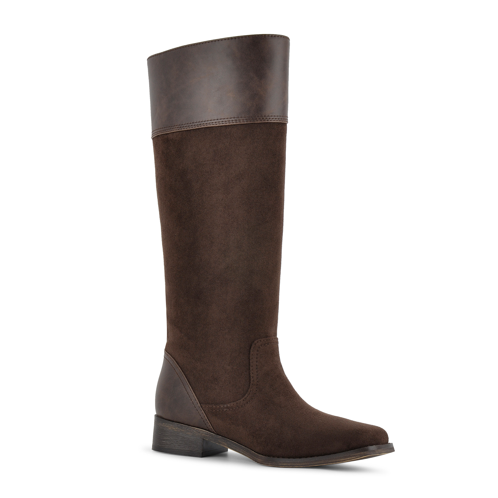 Suede Buckle Zipper Knee High Western Riding Boots