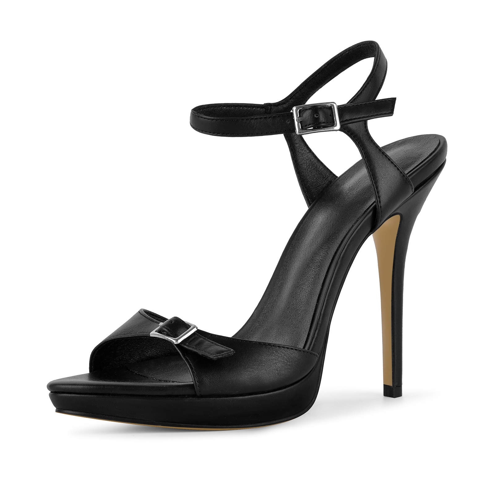 Round Toe Low Platform Buckle Strap Sandals
