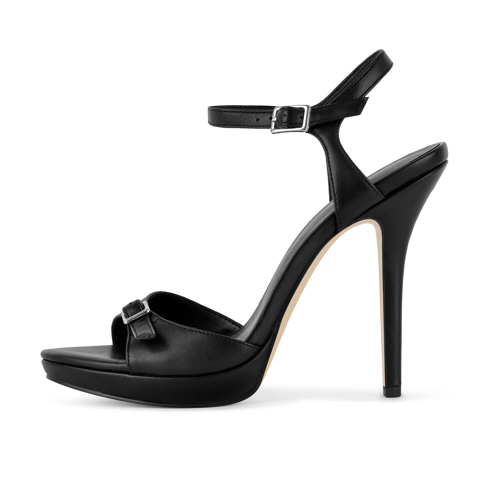 Round Toe Low Platform Buckle Strap Sandals