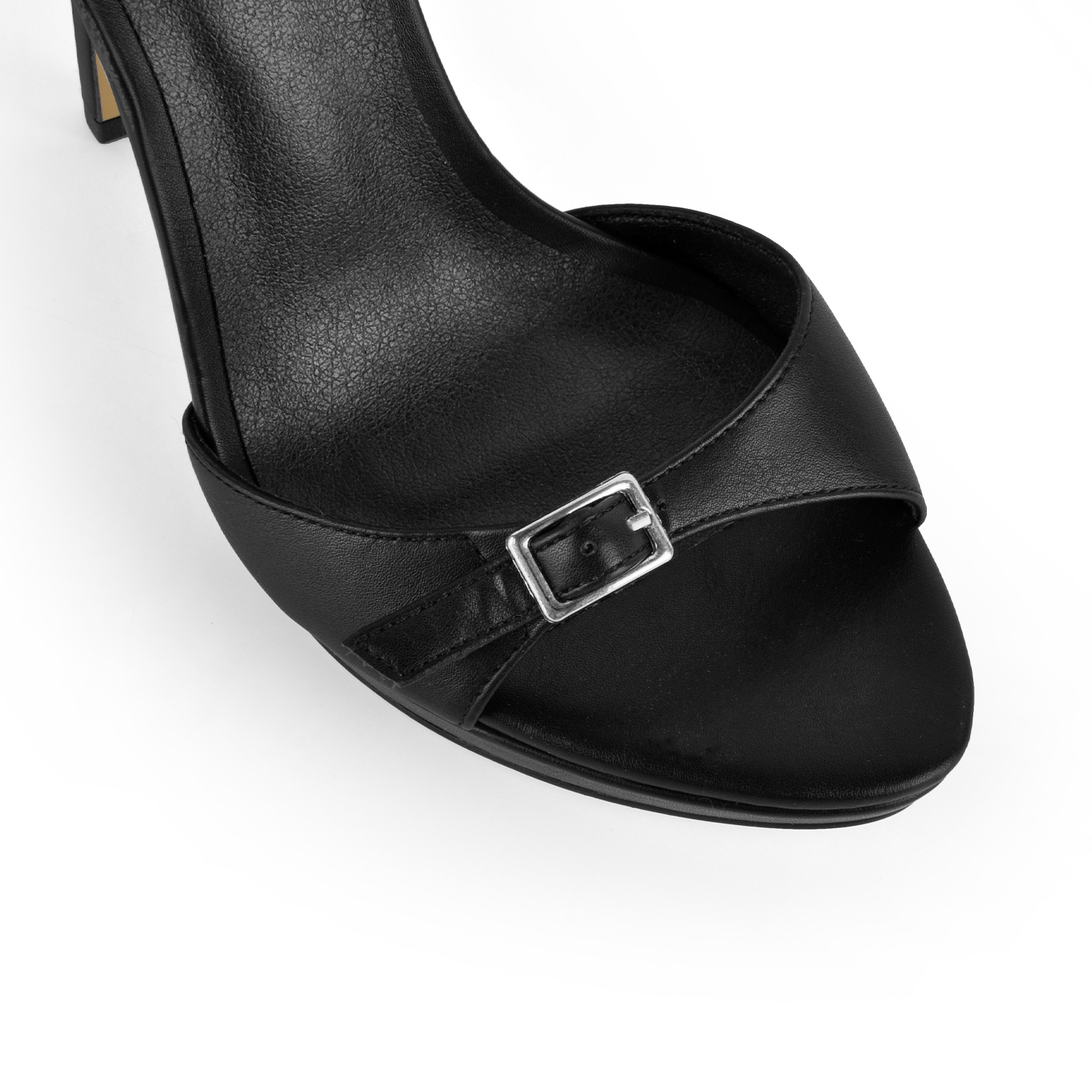 Round Toe Low Platform Buckle Strap Sandals