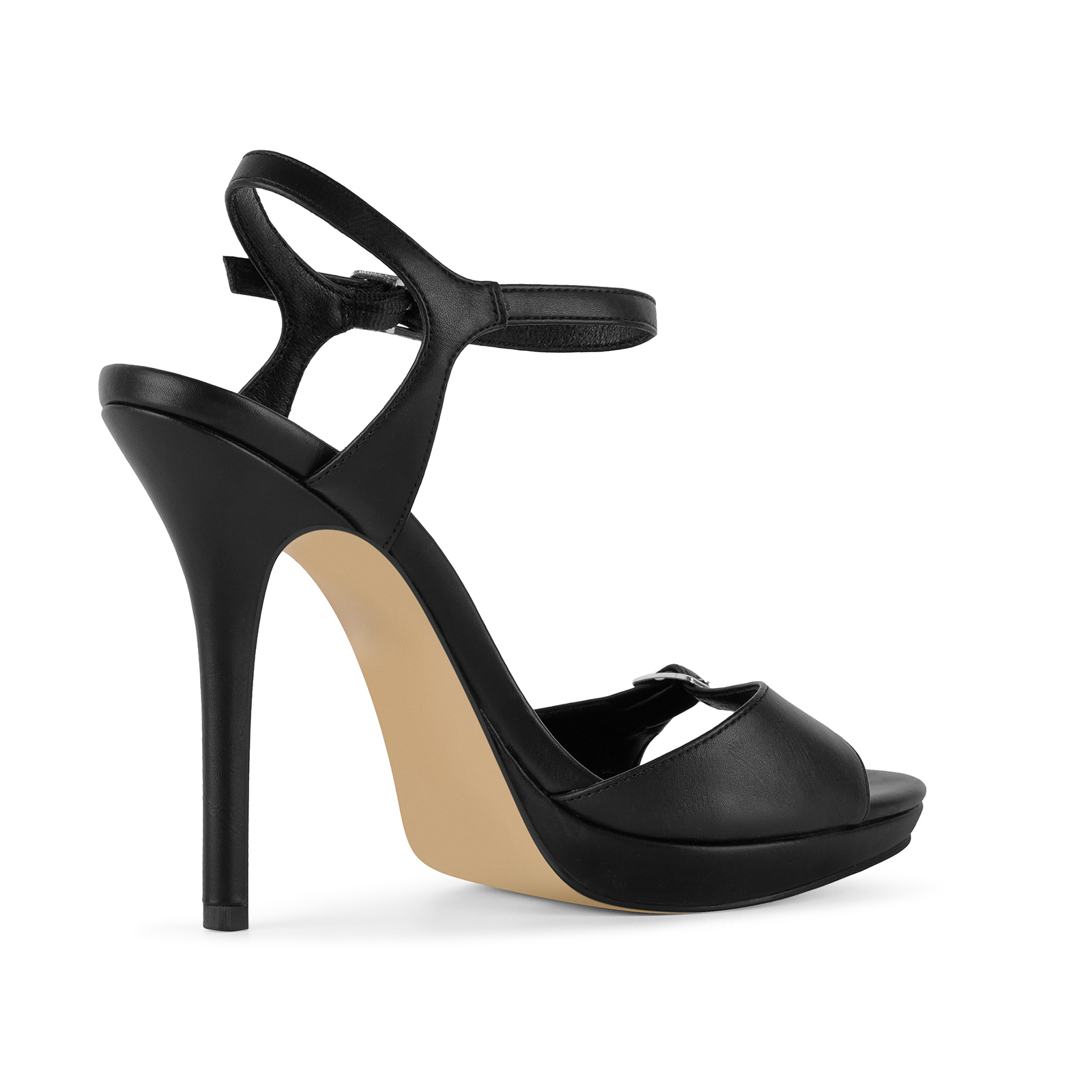 Round Toe Low Platform Buckle Strap Sandals