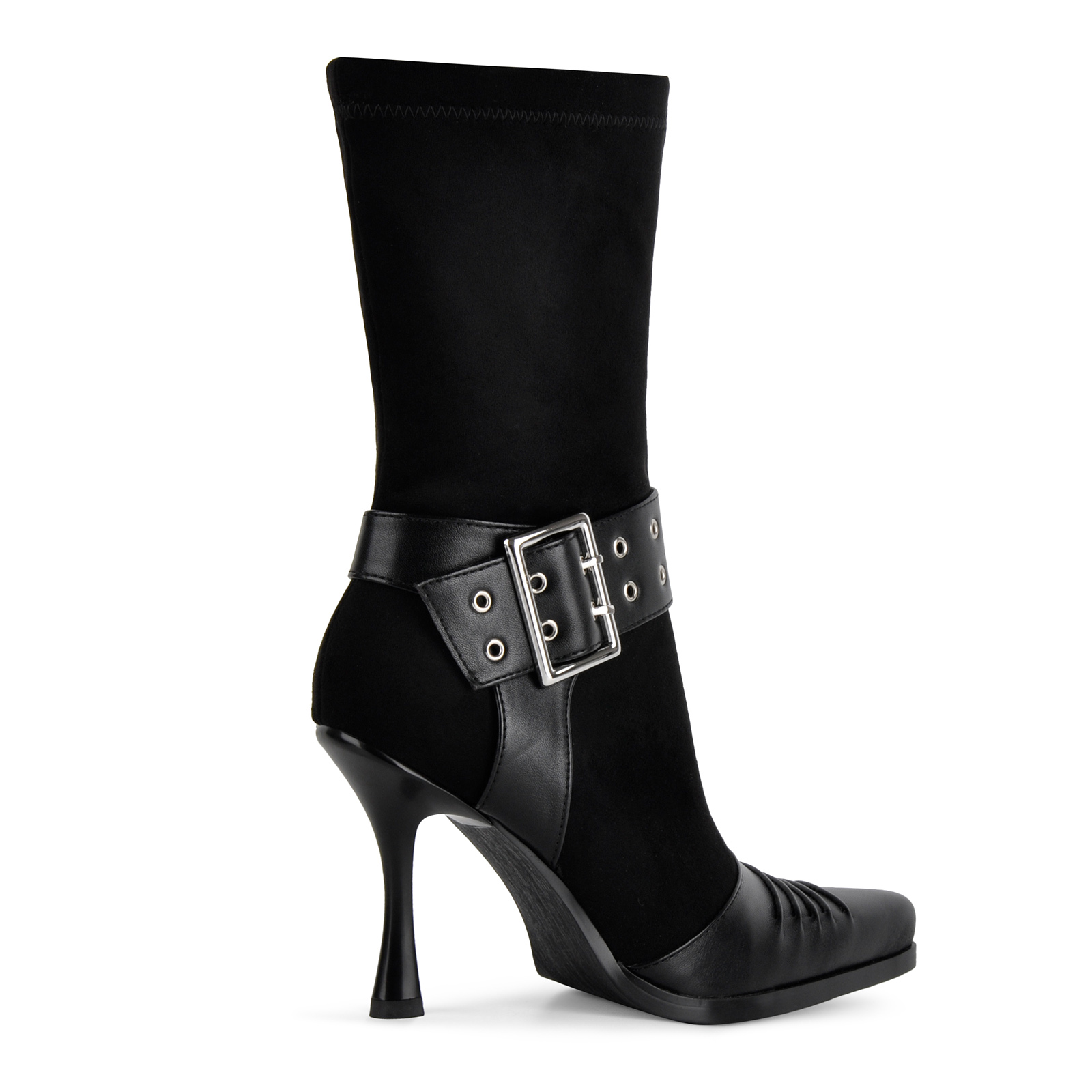 Pointed Toe Buckle Patchwork Ankle Boots