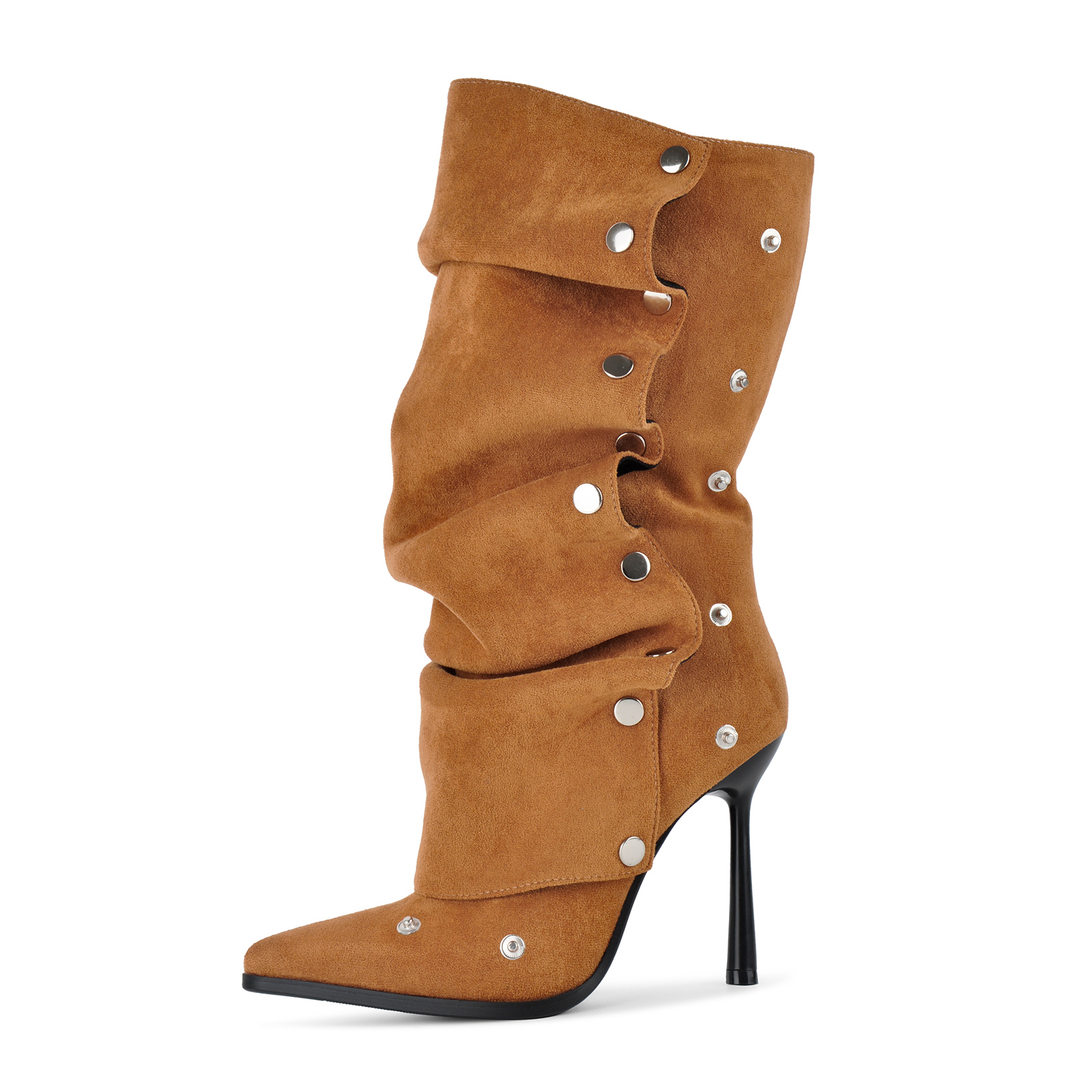 Suede Pointed Toe Removable Mid-Calf Boots