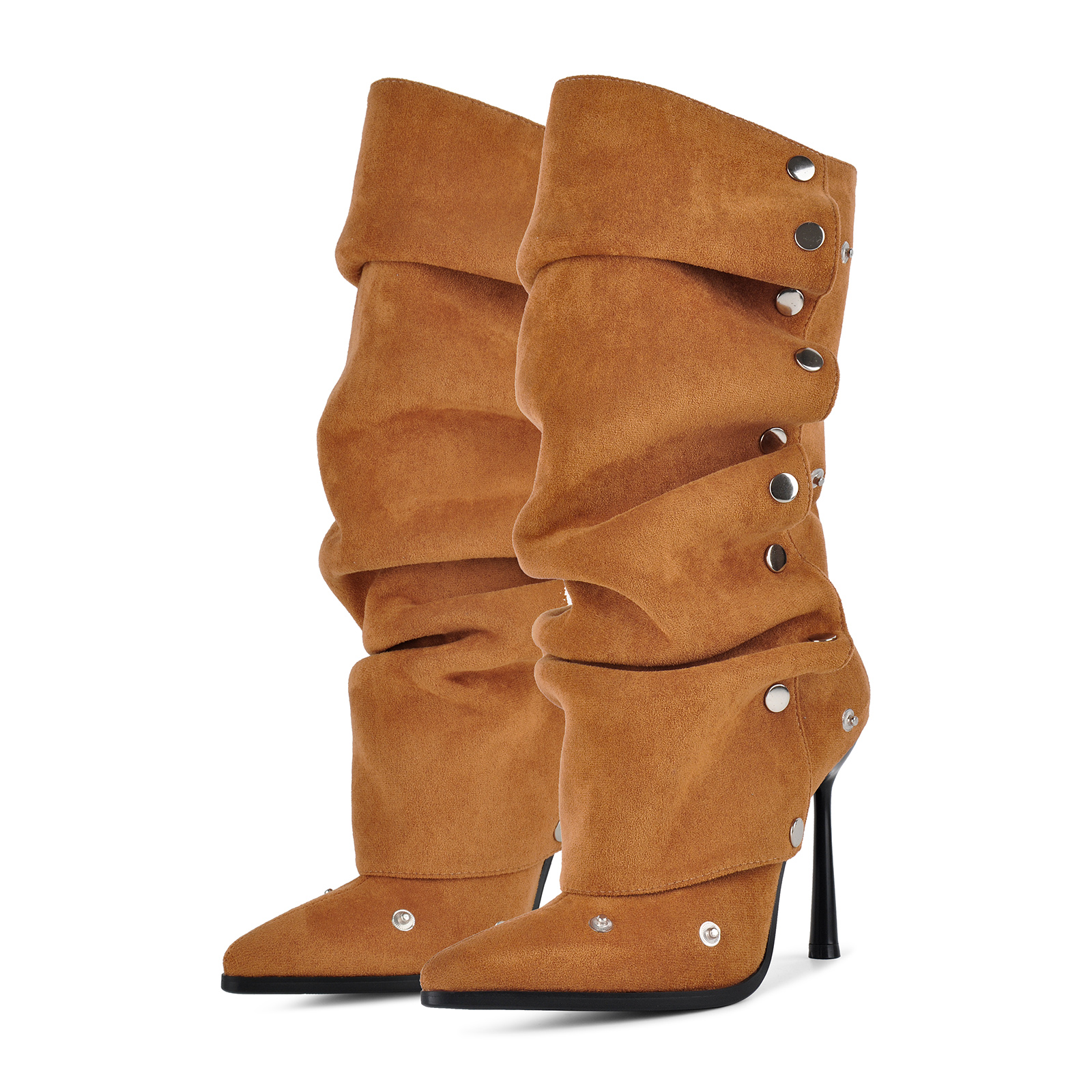 Suede Pointed Toe Removable Mid-Calf Boots